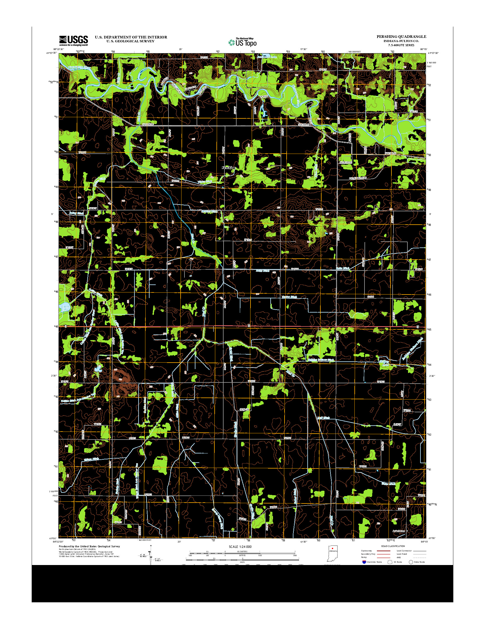 USGS US TOPO 7.5-MINUTE MAP FOR PERSHING, IN 2013