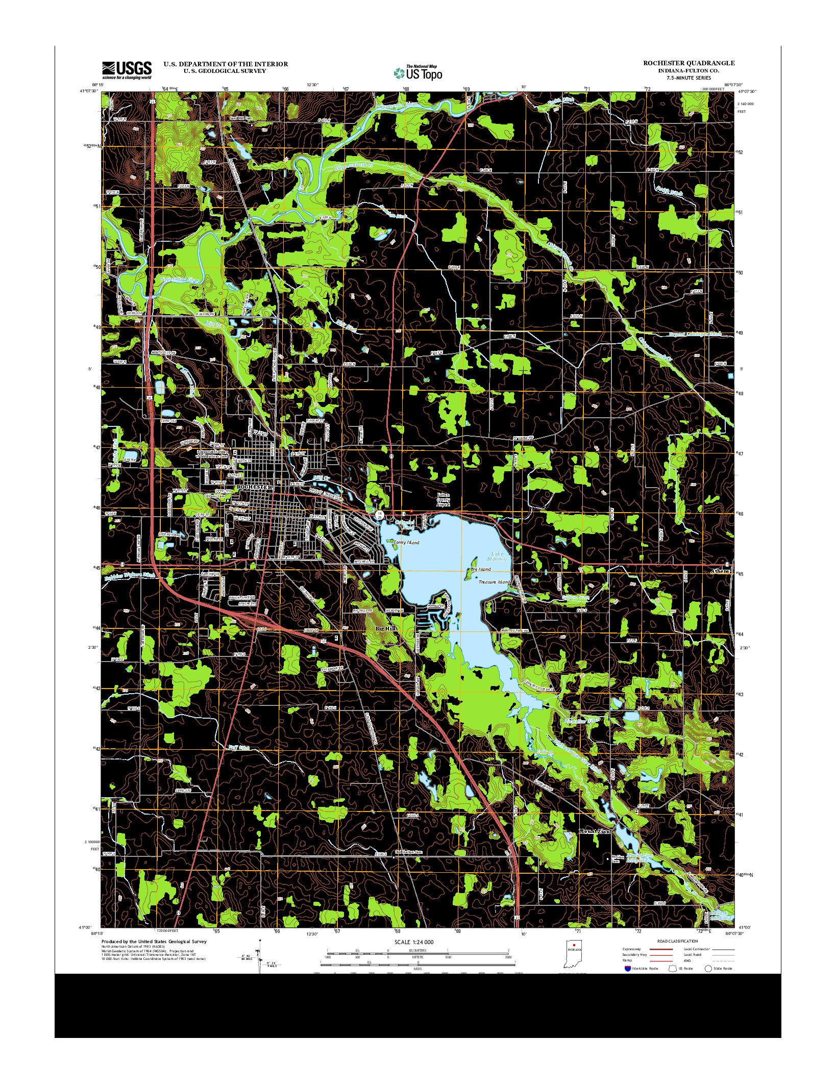 USGS US TOPO 7.5-MINUTE MAP FOR ROCHESTER, IN 2013