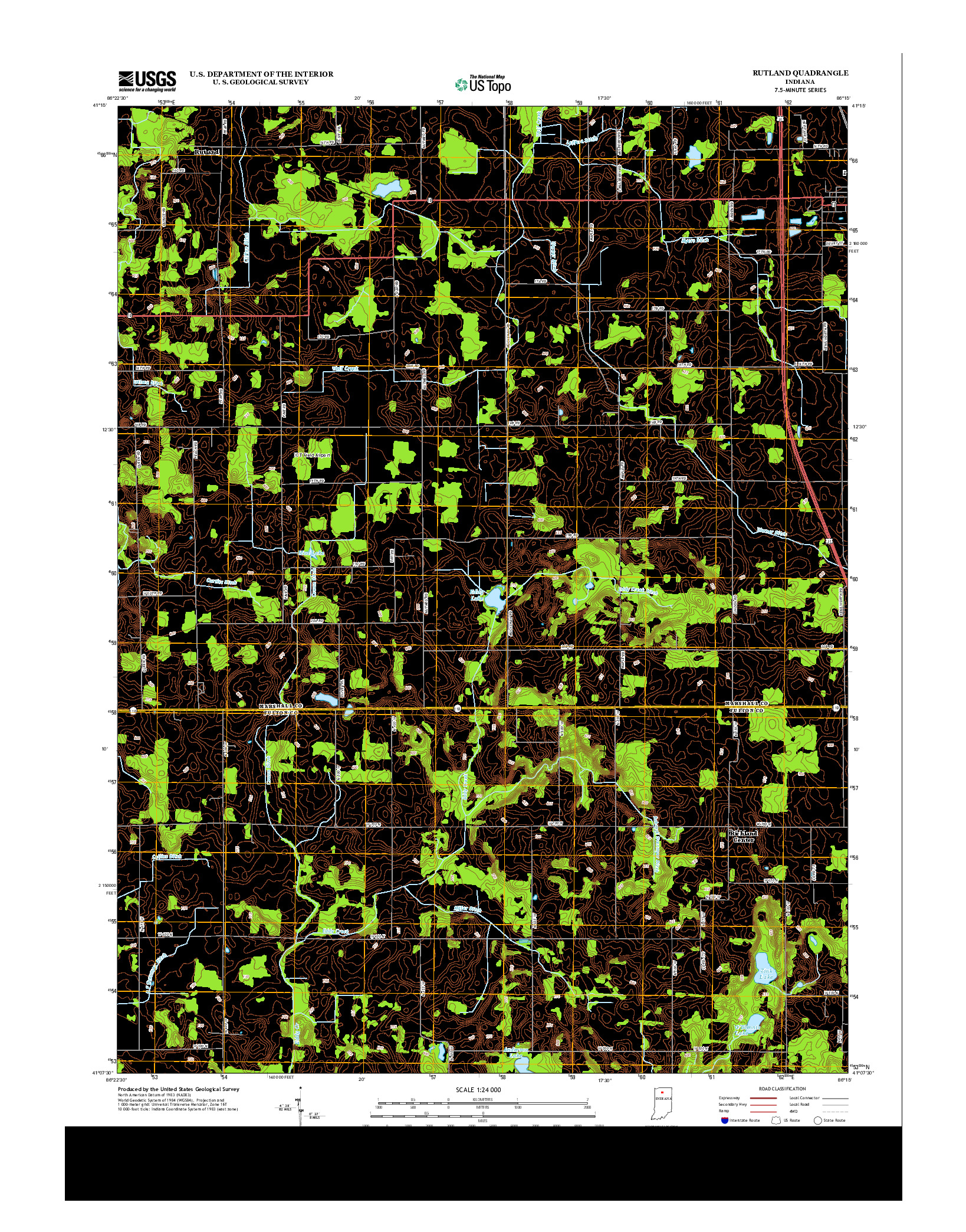 USGS US TOPO 7.5-MINUTE MAP FOR RUTLAND, IN 2013