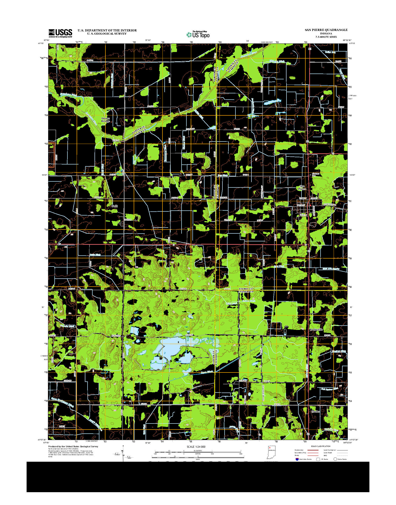 USGS US TOPO 7.5-MINUTE MAP FOR SAN PIERRE, IN 2013