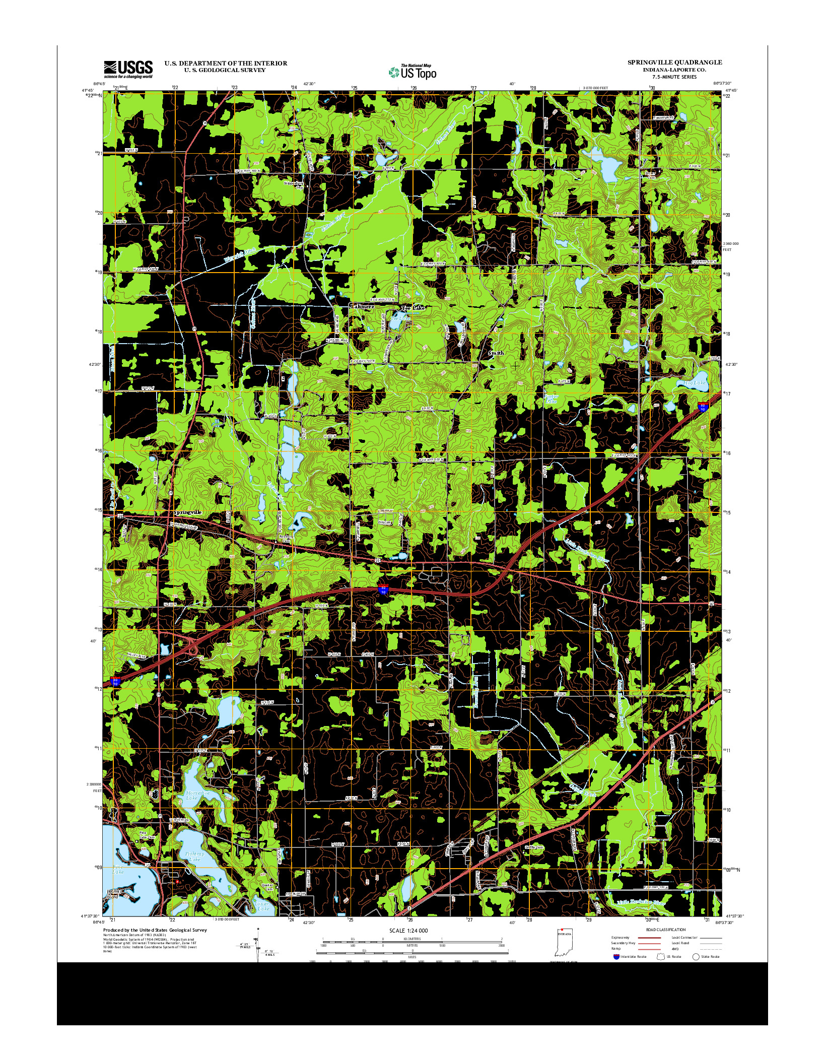 USGS US TOPO 7.5-MINUTE MAP FOR SPRINGVILLE, IN 2013