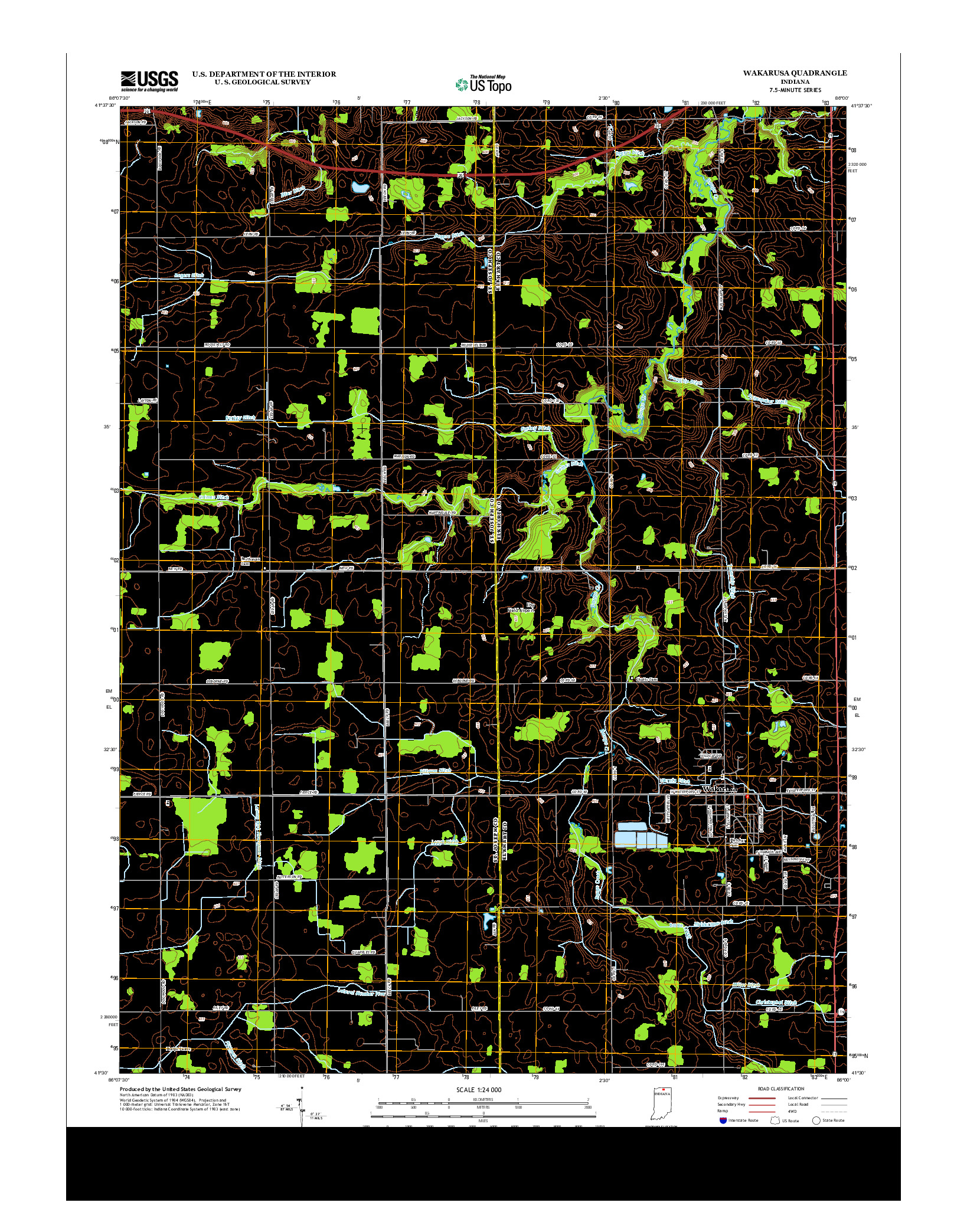 USGS US TOPO 7.5-MINUTE MAP FOR WAKARUSA, IN 2013