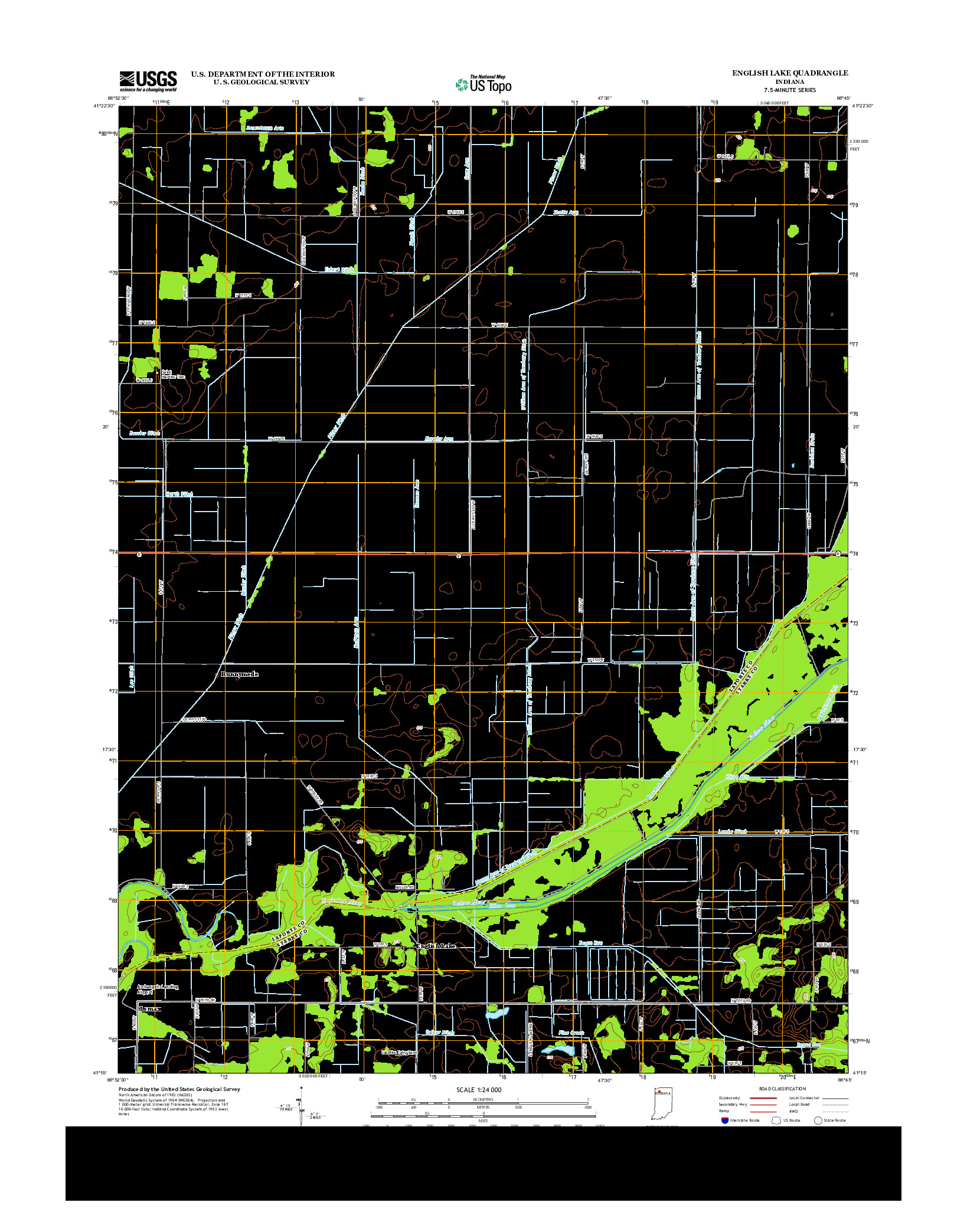 USGS US TOPO 7.5-MINUTE MAP FOR ENGLISH LAKE, IN 2013