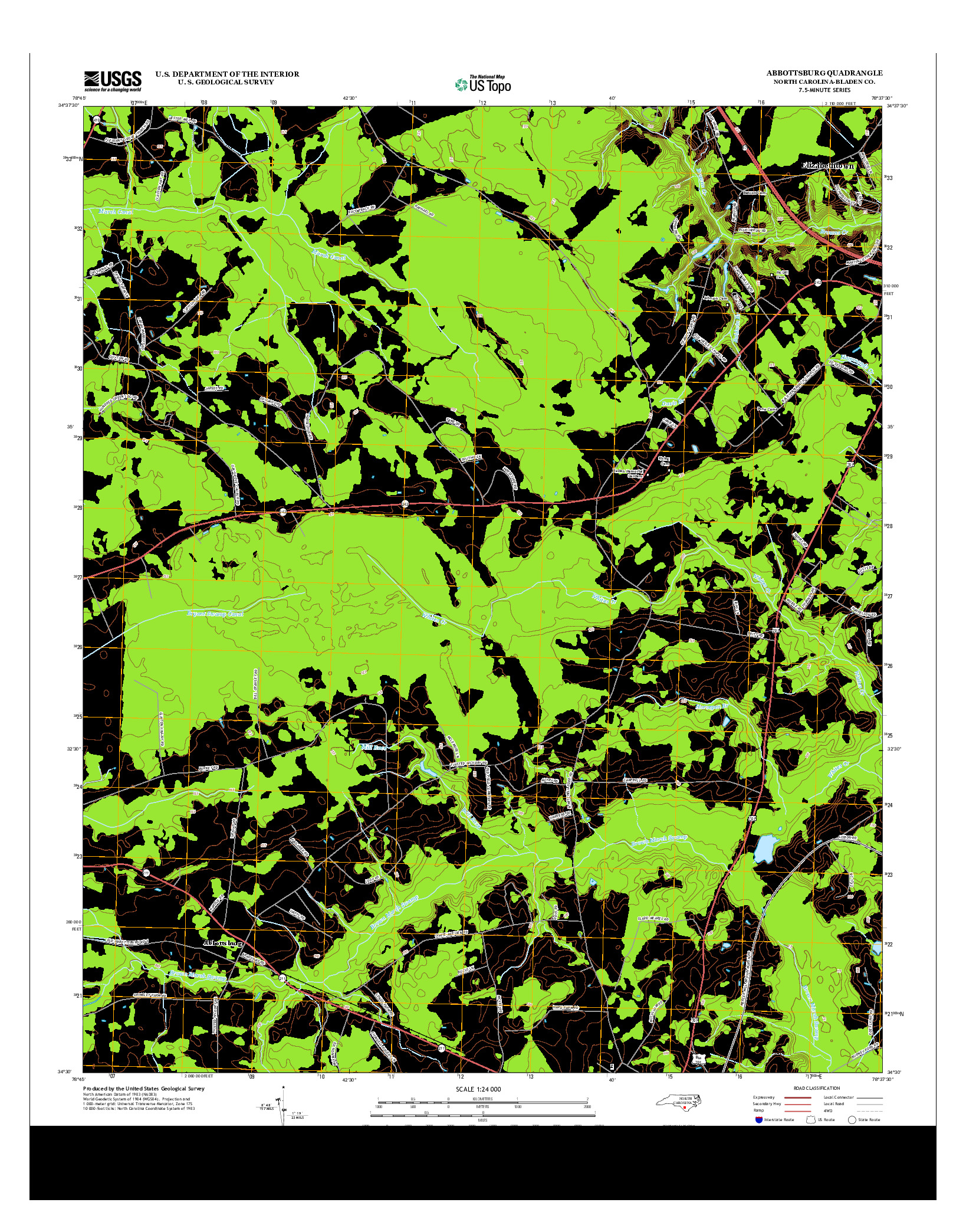 USGS US TOPO 7.5-MINUTE MAP FOR ABBOTTSBURG, NC 2013