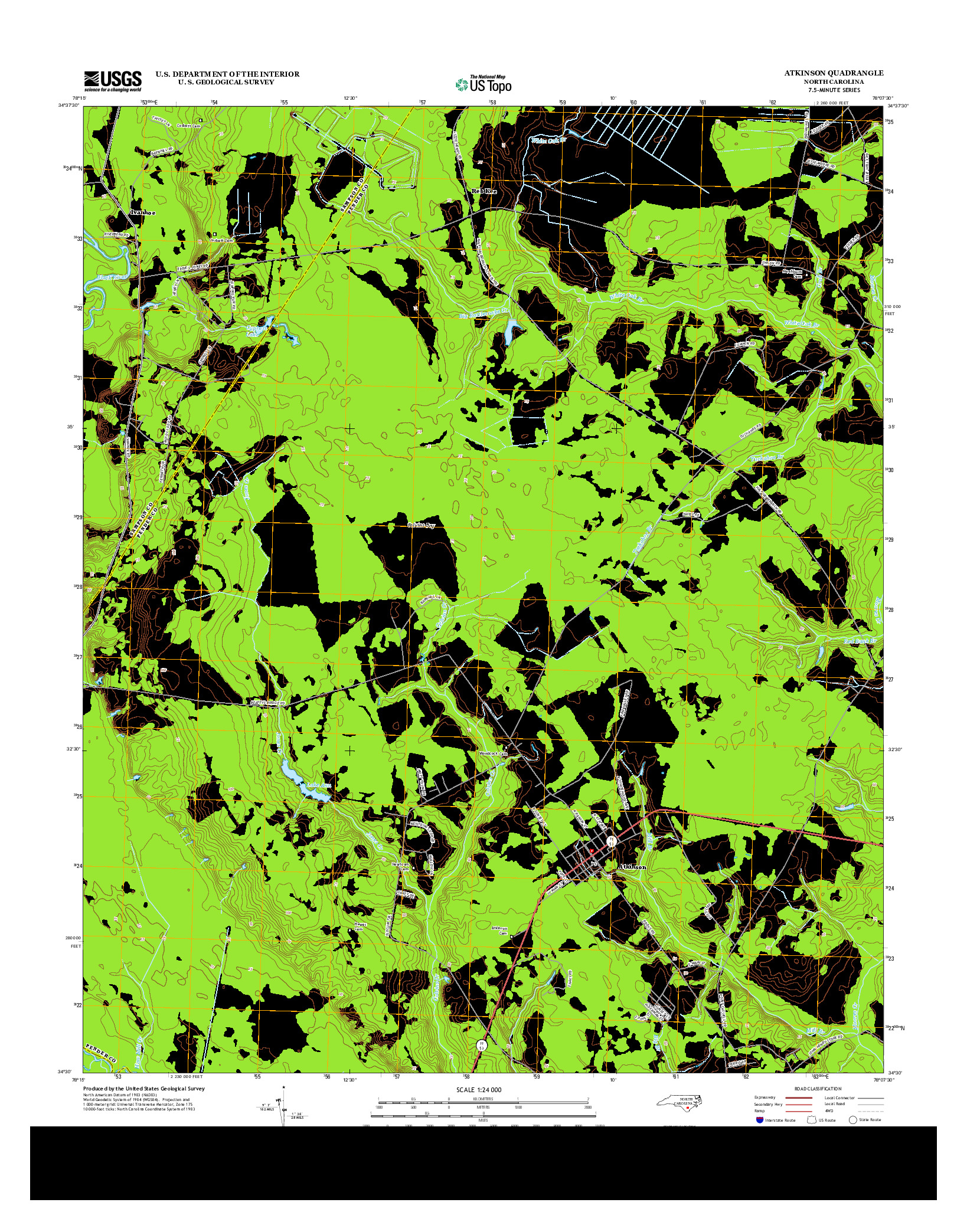 USGS US TOPO 7.5-MINUTE MAP FOR ATKINSON, NC 2013