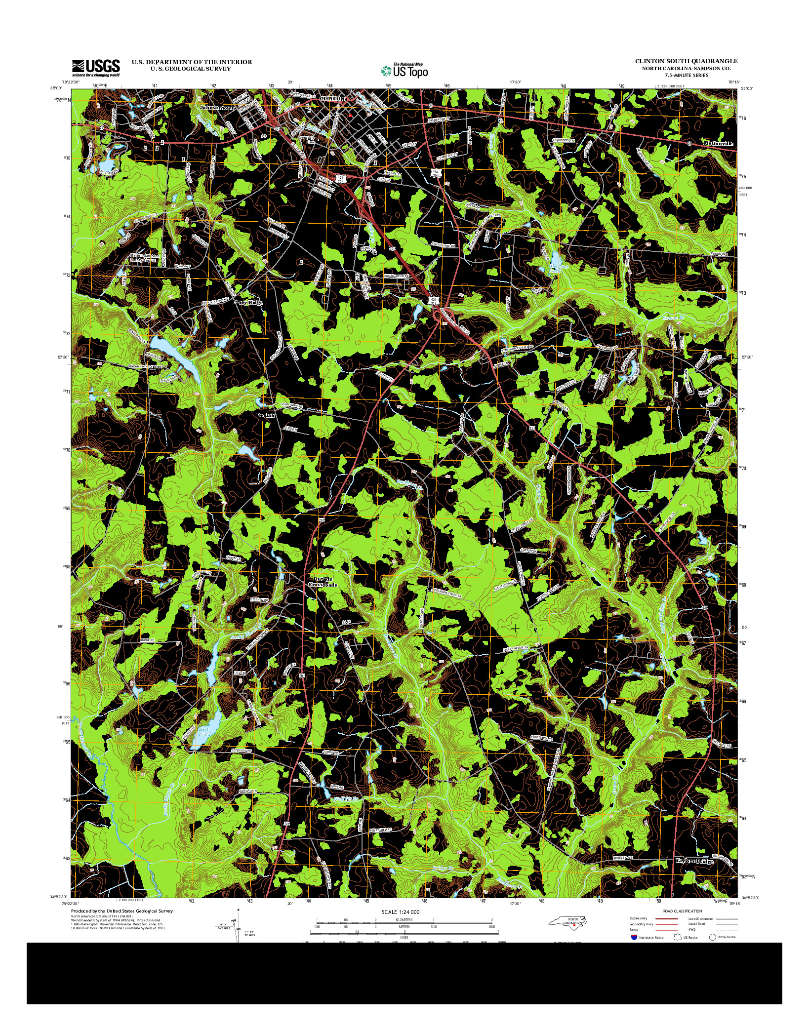 USGS US TOPO 7.5-MINUTE MAP FOR CLINTON SOUTH, NC 2013