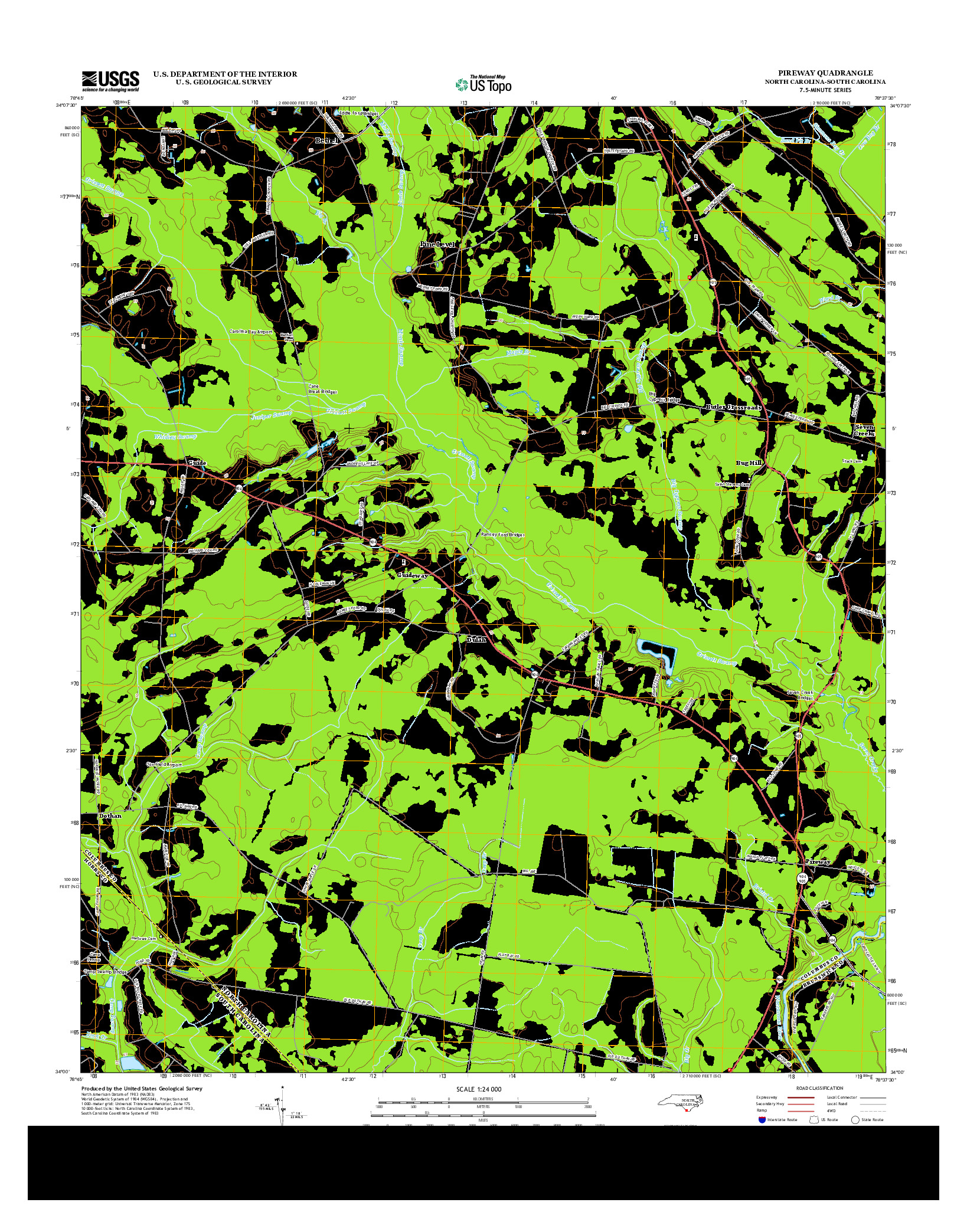 USGS US TOPO 7.5-MINUTE MAP FOR PIREWAY, NC-SC 2013