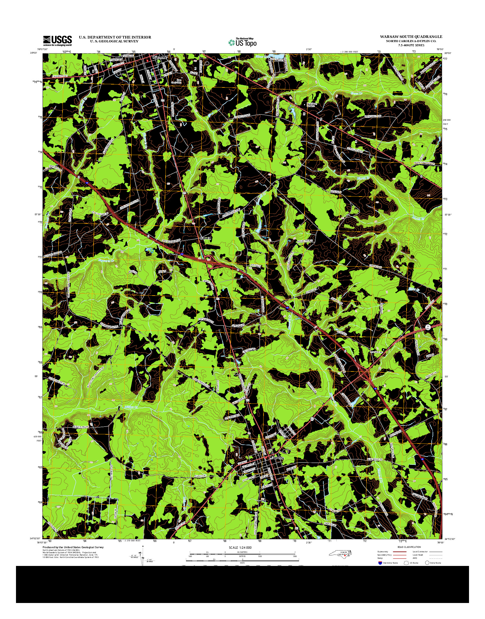 USGS US TOPO 7.5-MINUTE MAP FOR WARSAW SOUTH, NC 2013