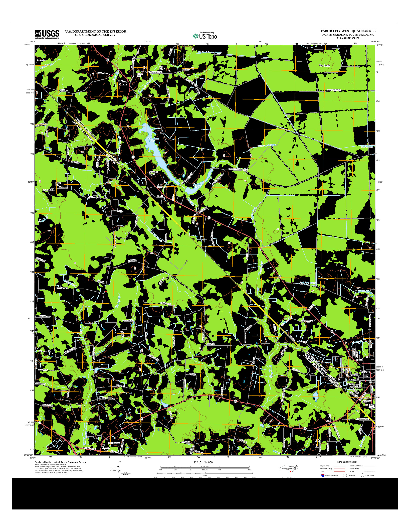 USGS US TOPO 7.5-MINUTE MAP FOR TABOR CITY WEST, NC-SC 2013