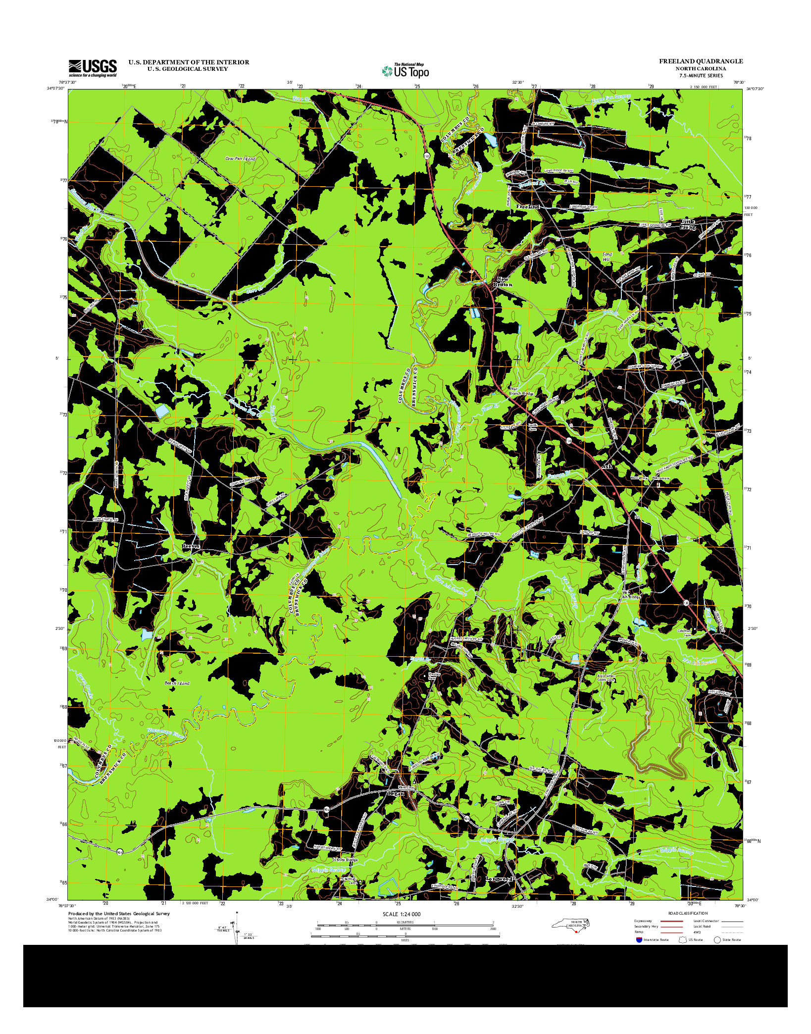 USGS US TOPO 7.5-MINUTE MAP FOR FREELAND, NC 2013