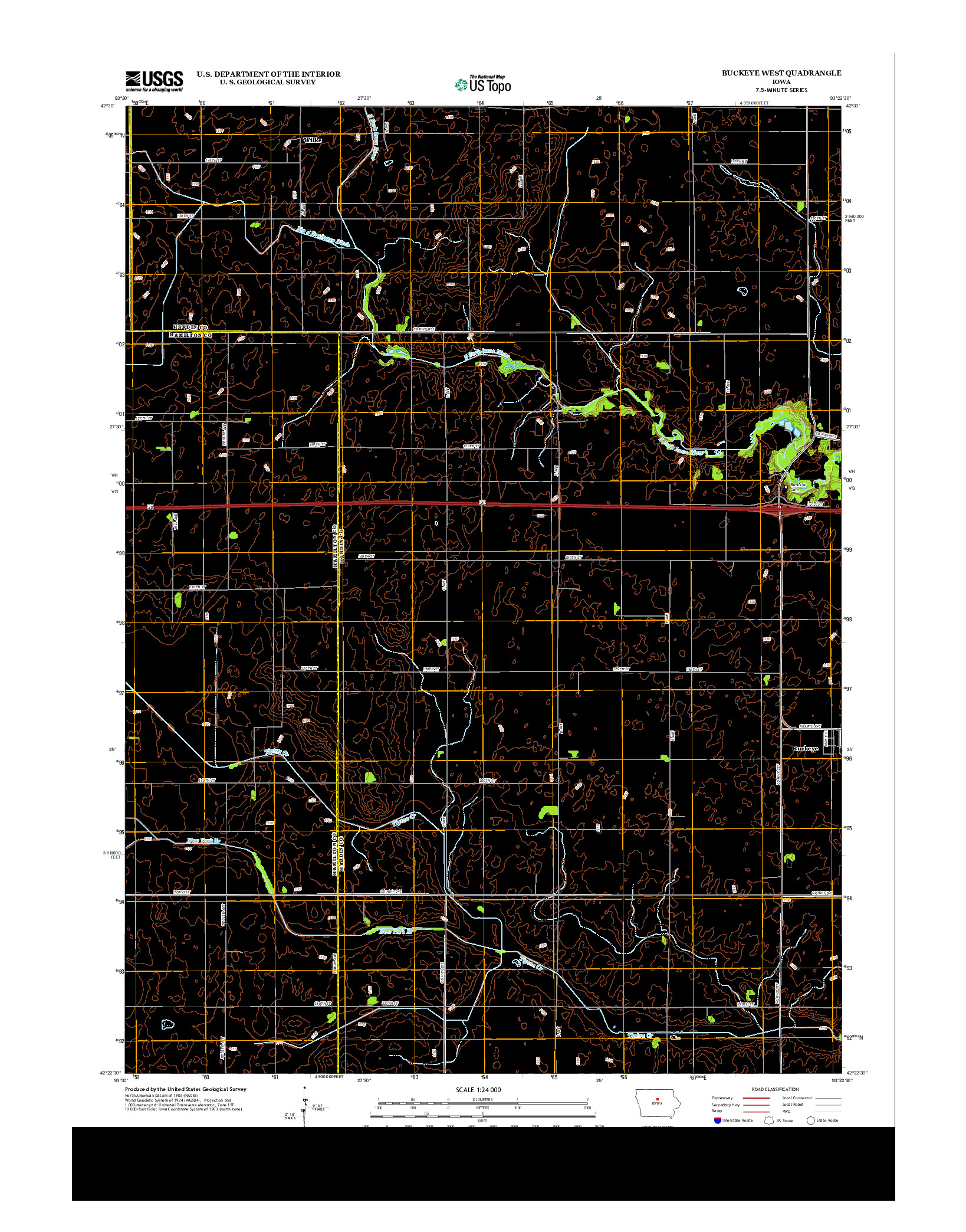 USGS US TOPO 7.5-MINUTE MAP FOR BUCKEYE WEST, IA 2013