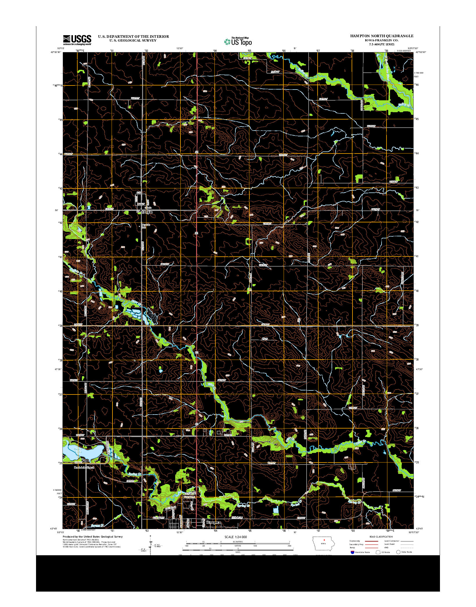 USGS US TOPO 7.5-MINUTE MAP FOR HAMPTON NORTH, IA 2013