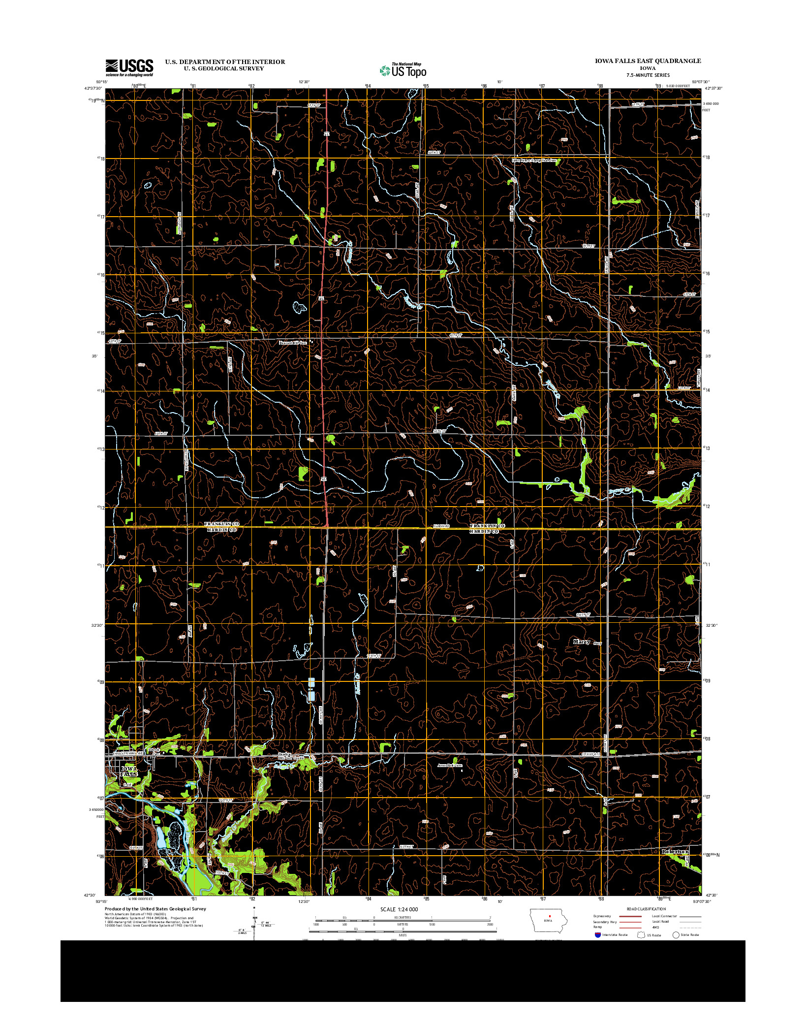 USGS US TOPO 7.5-MINUTE MAP FOR IOWA FALLS EAST, IA 2013