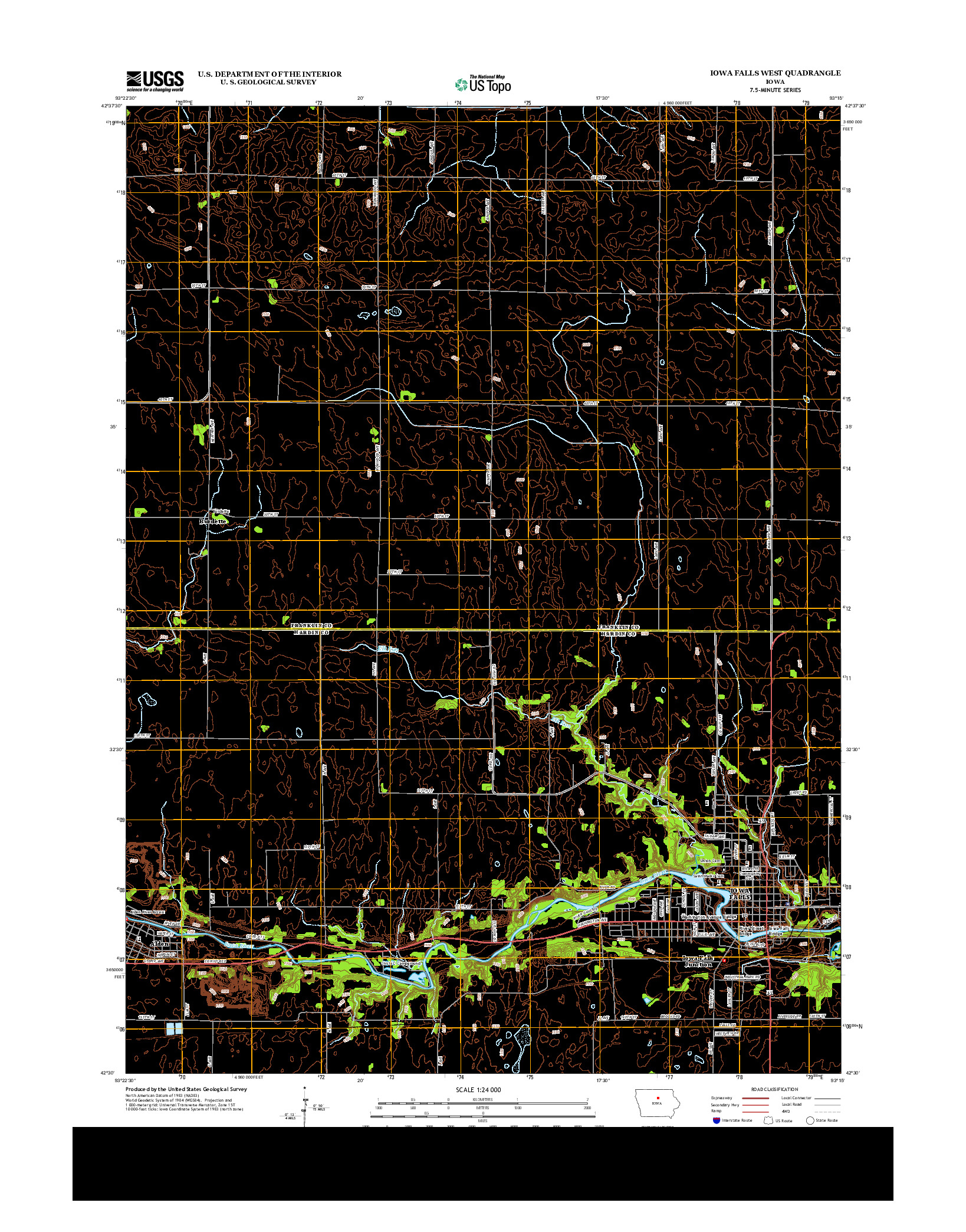 USGS US TOPO 7.5-MINUTE MAP FOR IOWA FALLS WEST, IA 2013