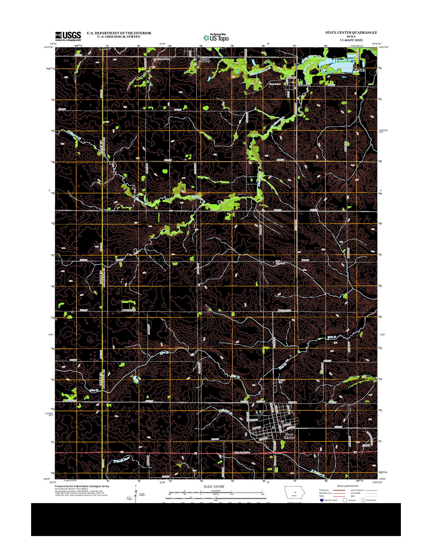 USGS US TOPO 7.5-MINUTE MAP FOR STATE CENTER, IA 2013