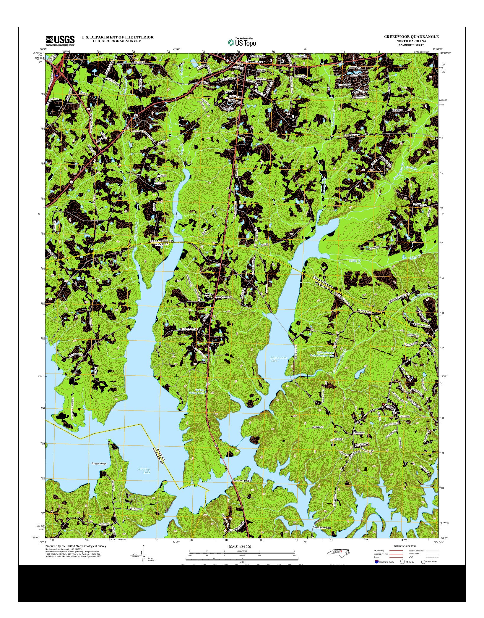 USGS US TOPO 7.5-MINUTE MAP FOR CREEDMOOR, NC 2013
