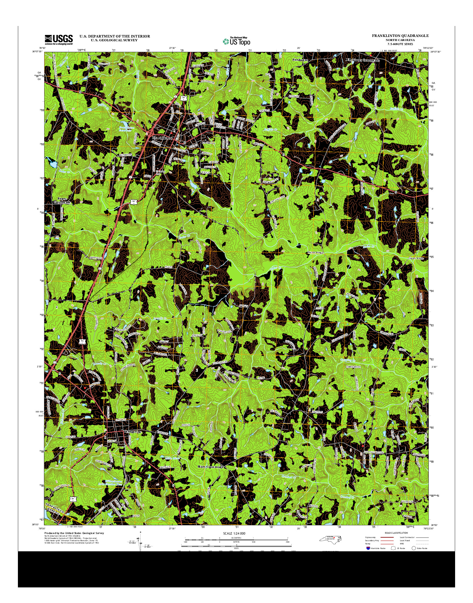 USGS US TOPO 7.5-MINUTE MAP FOR FRANKLINTON, NC 2013
