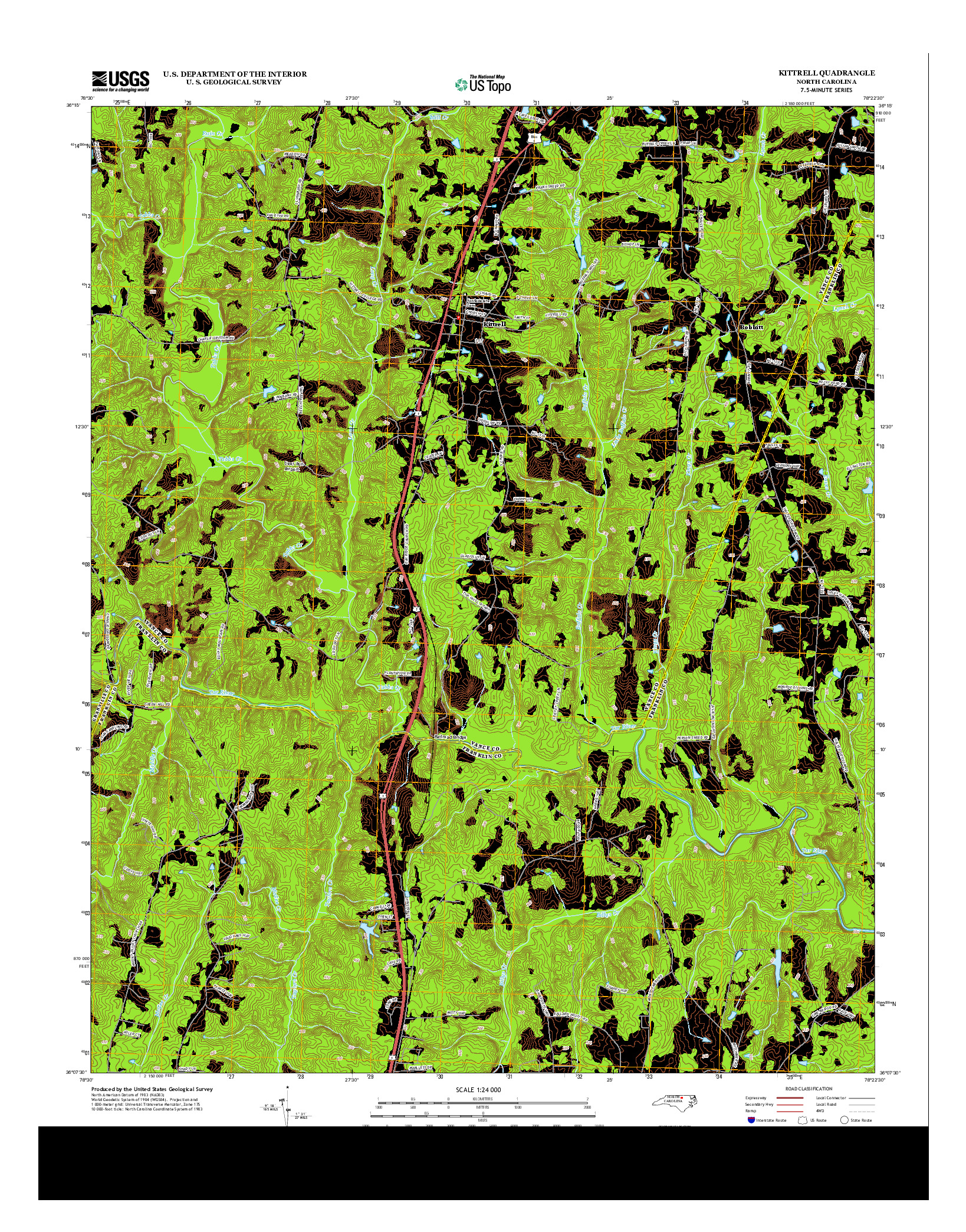 USGS US TOPO 7.5-MINUTE MAP FOR KITTRELL, NC 2013