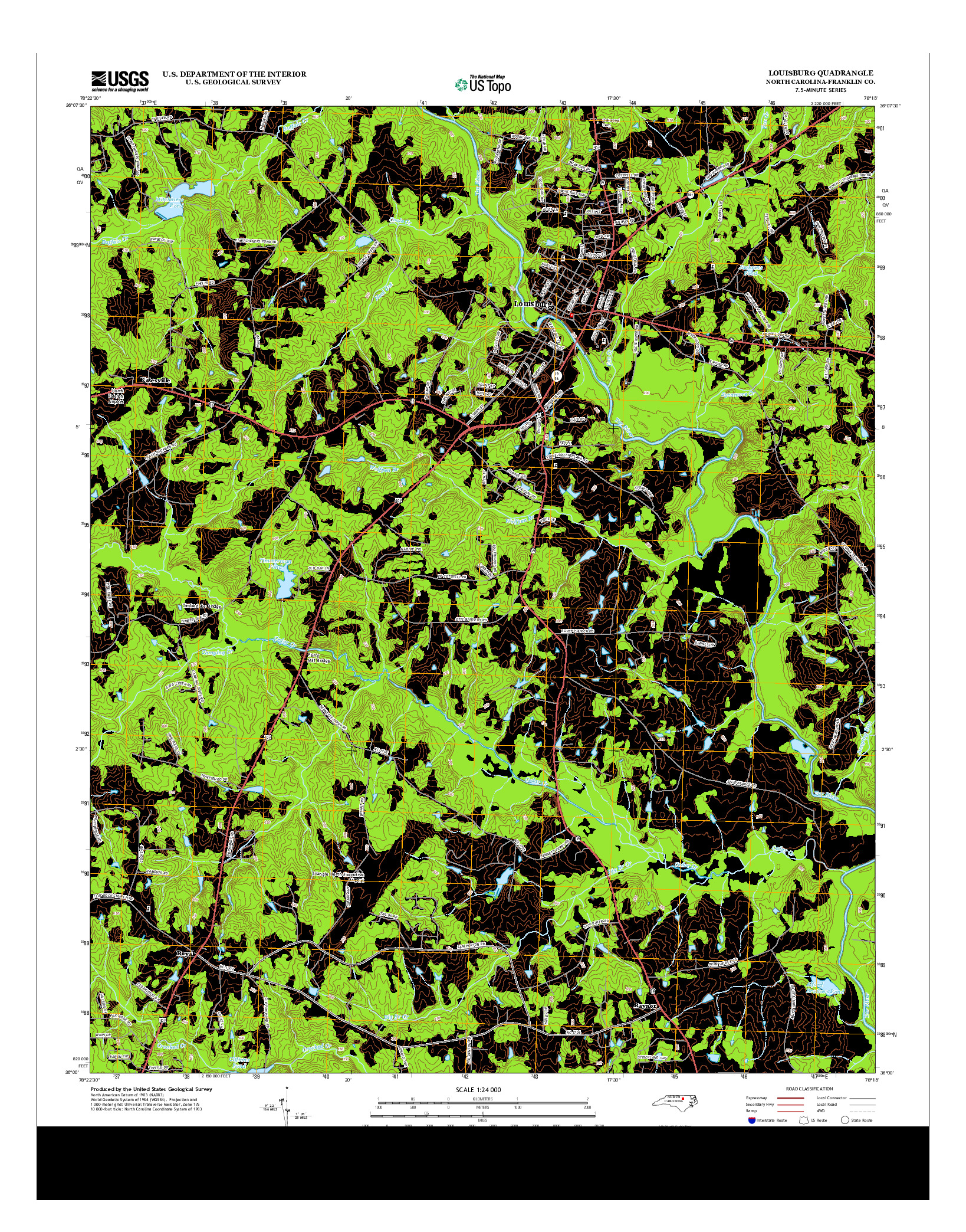 USGS US TOPO 7.5-MINUTE MAP FOR LOUISBURG, NC 2013