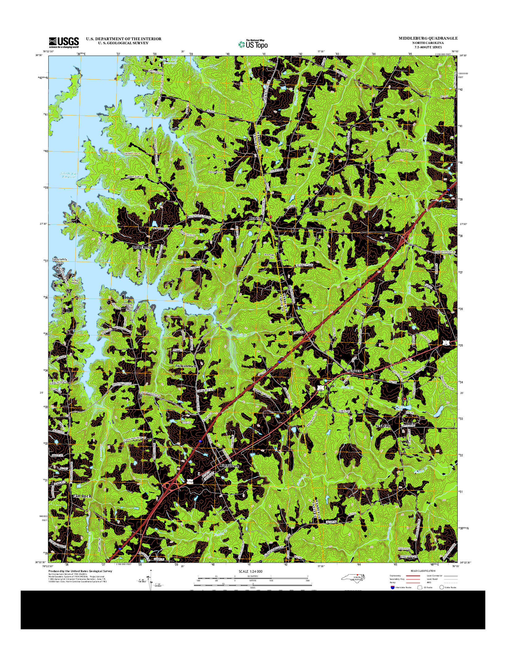 USGS US TOPO 7.5-MINUTE MAP FOR MIDDLEBURG, NC 2013