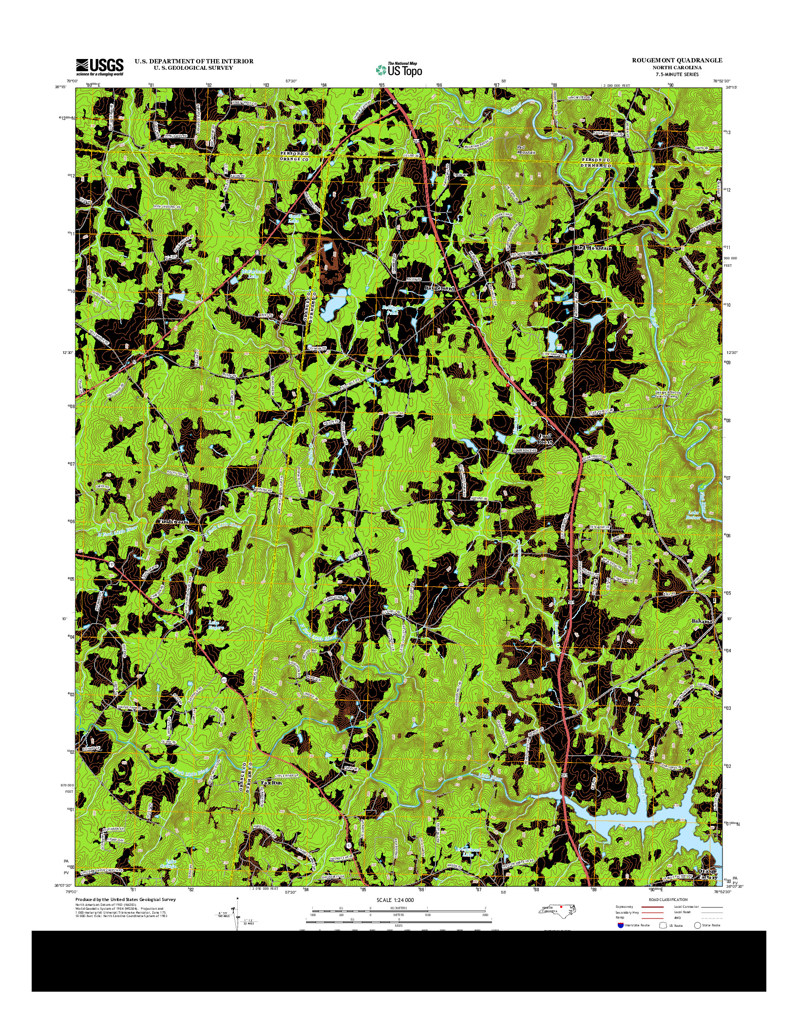 USGS US TOPO 7.5-MINUTE MAP FOR ROUGEMONT, NC 2013