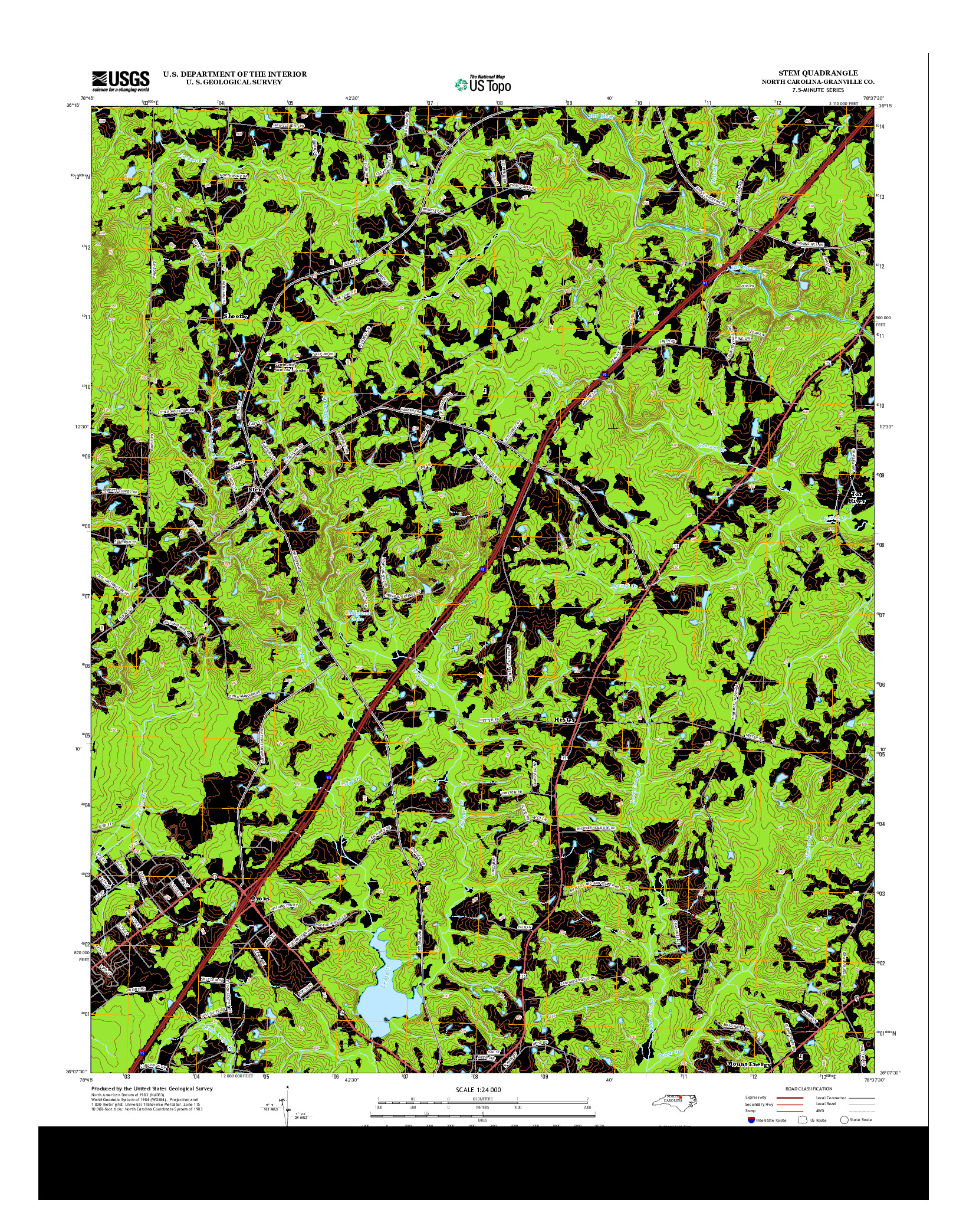 USGS US TOPO 7.5-MINUTE MAP FOR STEM, NC 2013