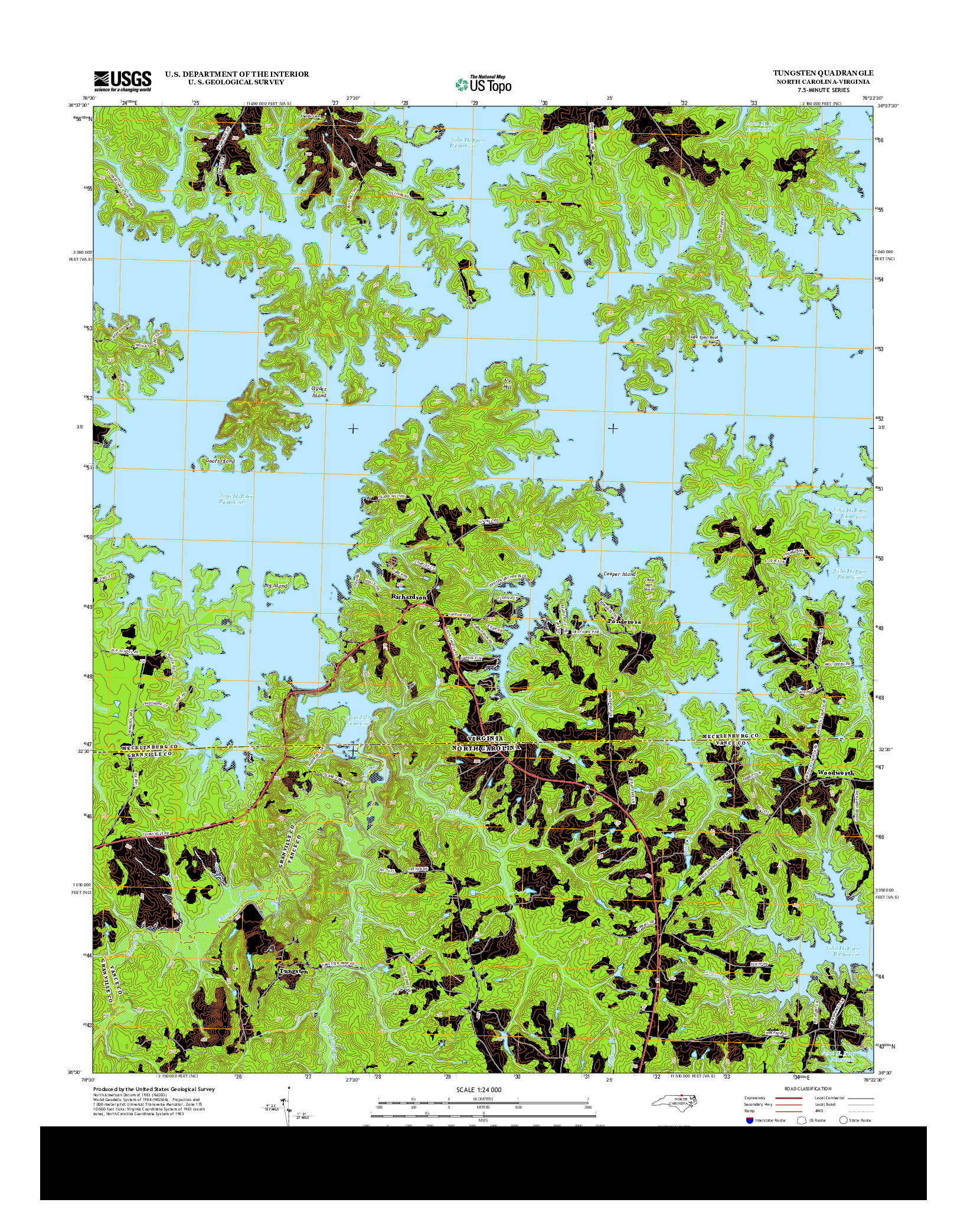 USGS US TOPO 7.5-MINUTE MAP FOR TUNGSTEN, NC-VA 2013