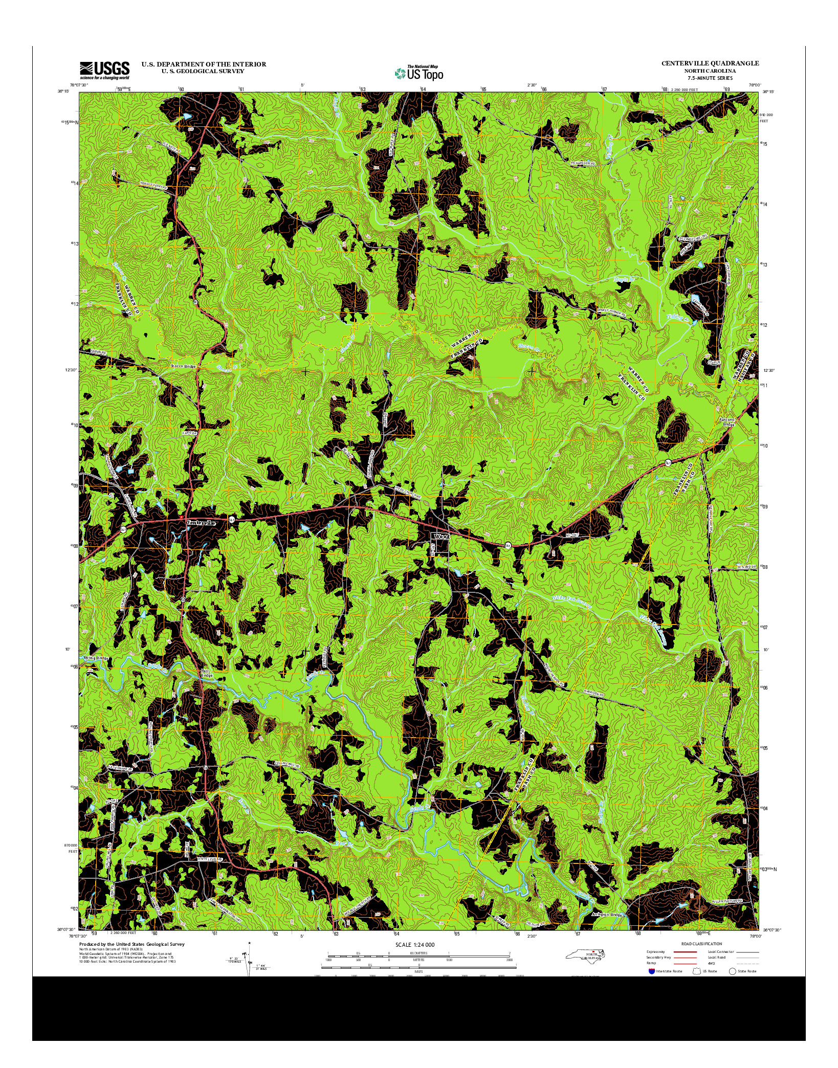 USGS US TOPO 7.5-MINUTE MAP FOR CENTERVILLE, NC 2013