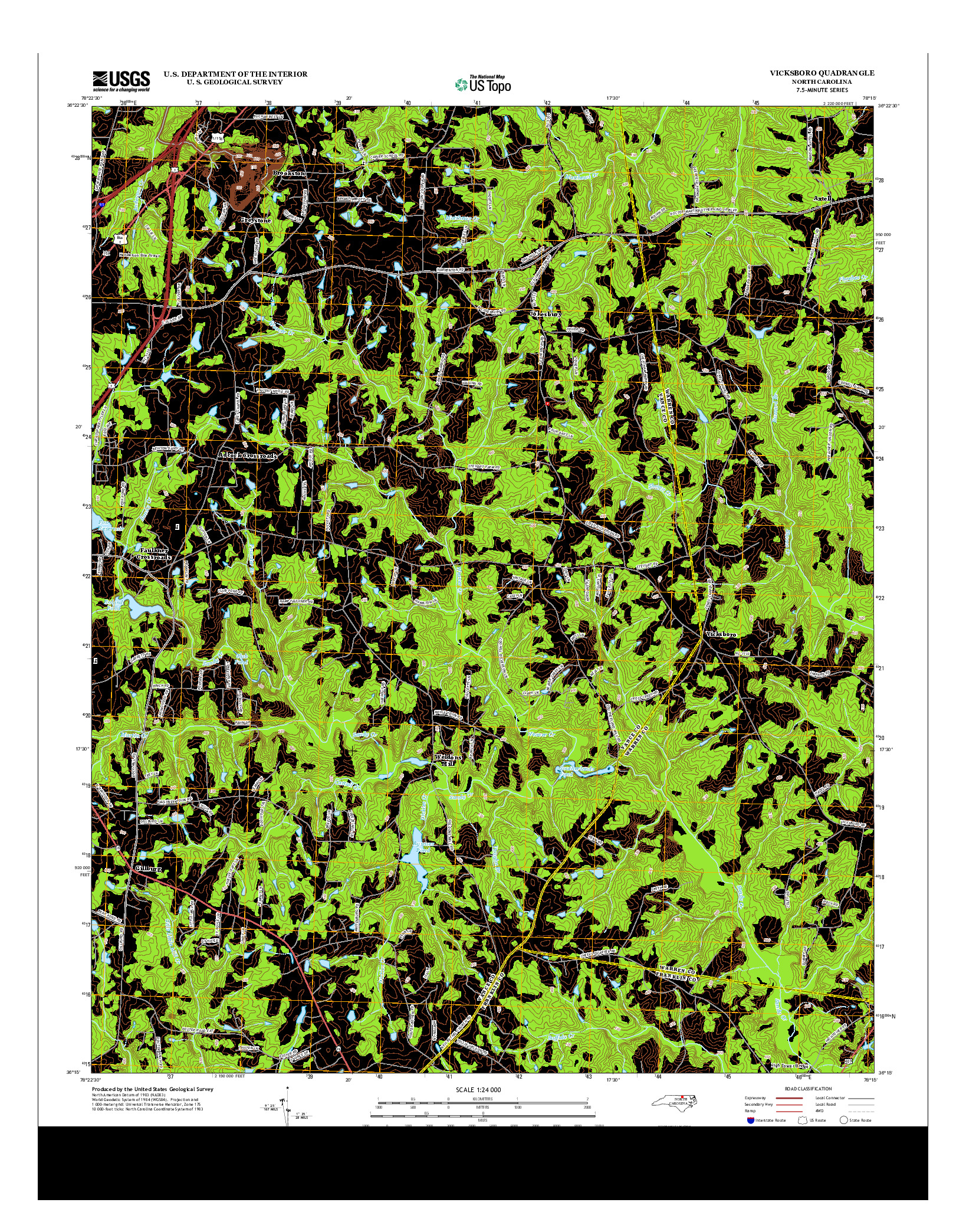 USGS US TOPO 7.5-MINUTE MAP FOR VICKSBORO, NC 2013