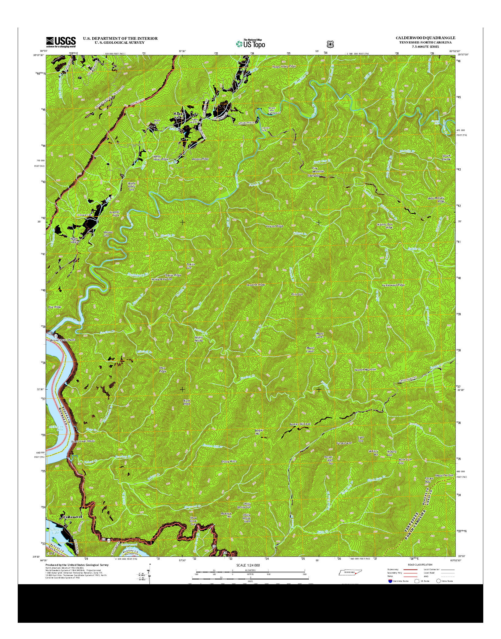USGS US TOPO 7.5-MINUTE MAP FOR CALDERWOOD, TN-NC 2013