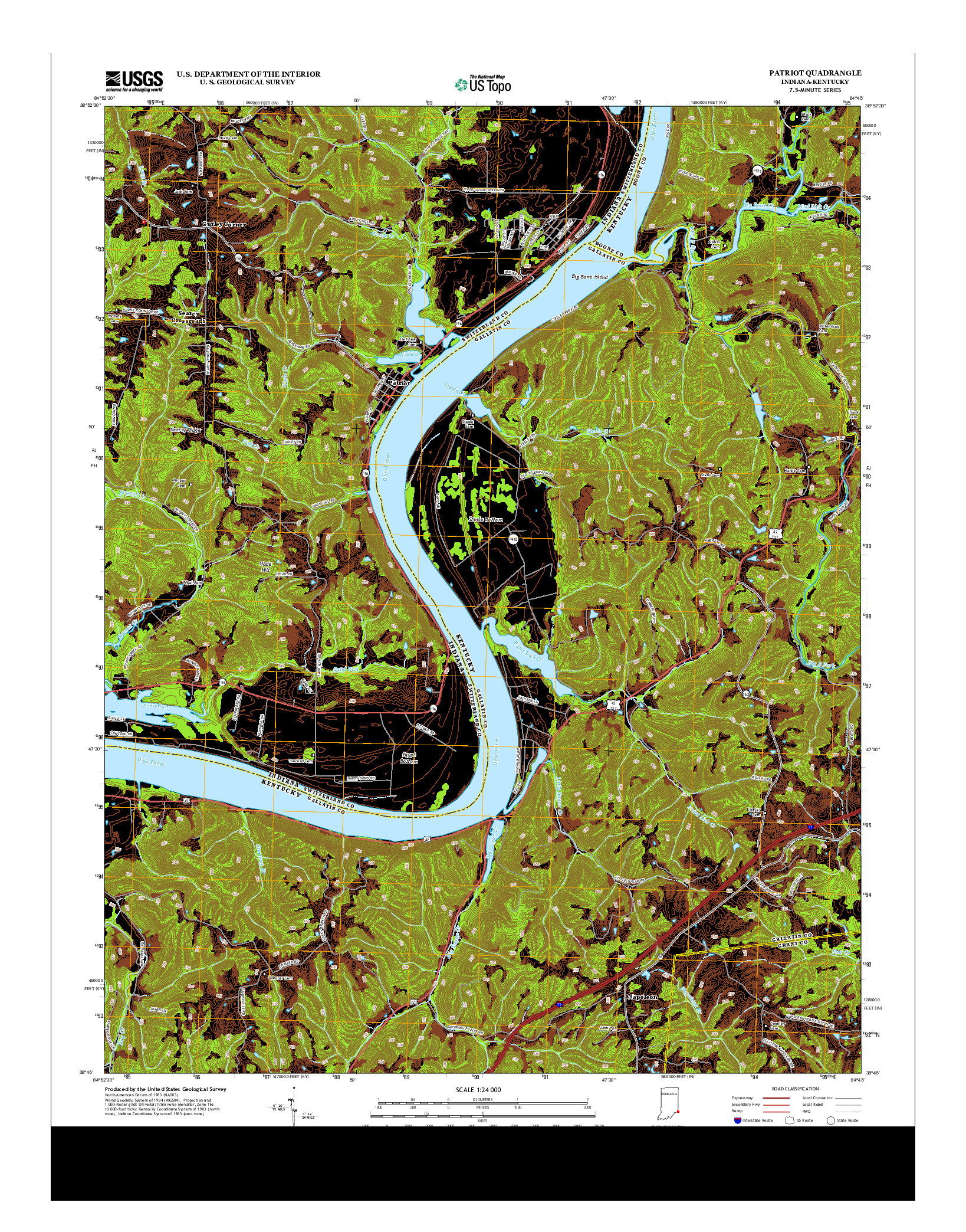 USGS US TOPO 7.5-MINUTE MAP FOR PATRIOT, IN-KY 2013