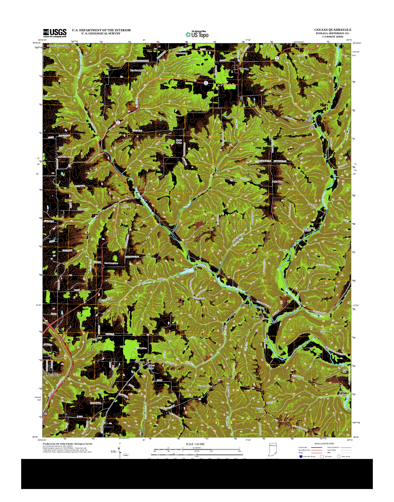 USGS US TOPO 7.5-MINUTE MAP FOR CANAAN, IN 2013
