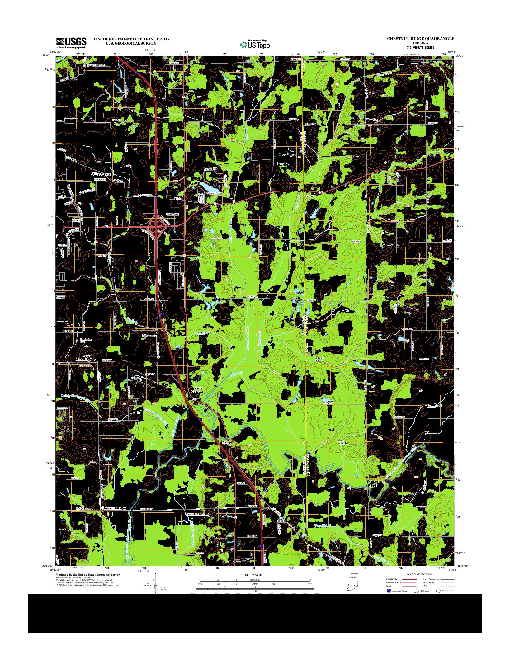 USGS US TOPO 7.5-MINUTE MAP FOR CHESTNUT RIDGE, IN 2013