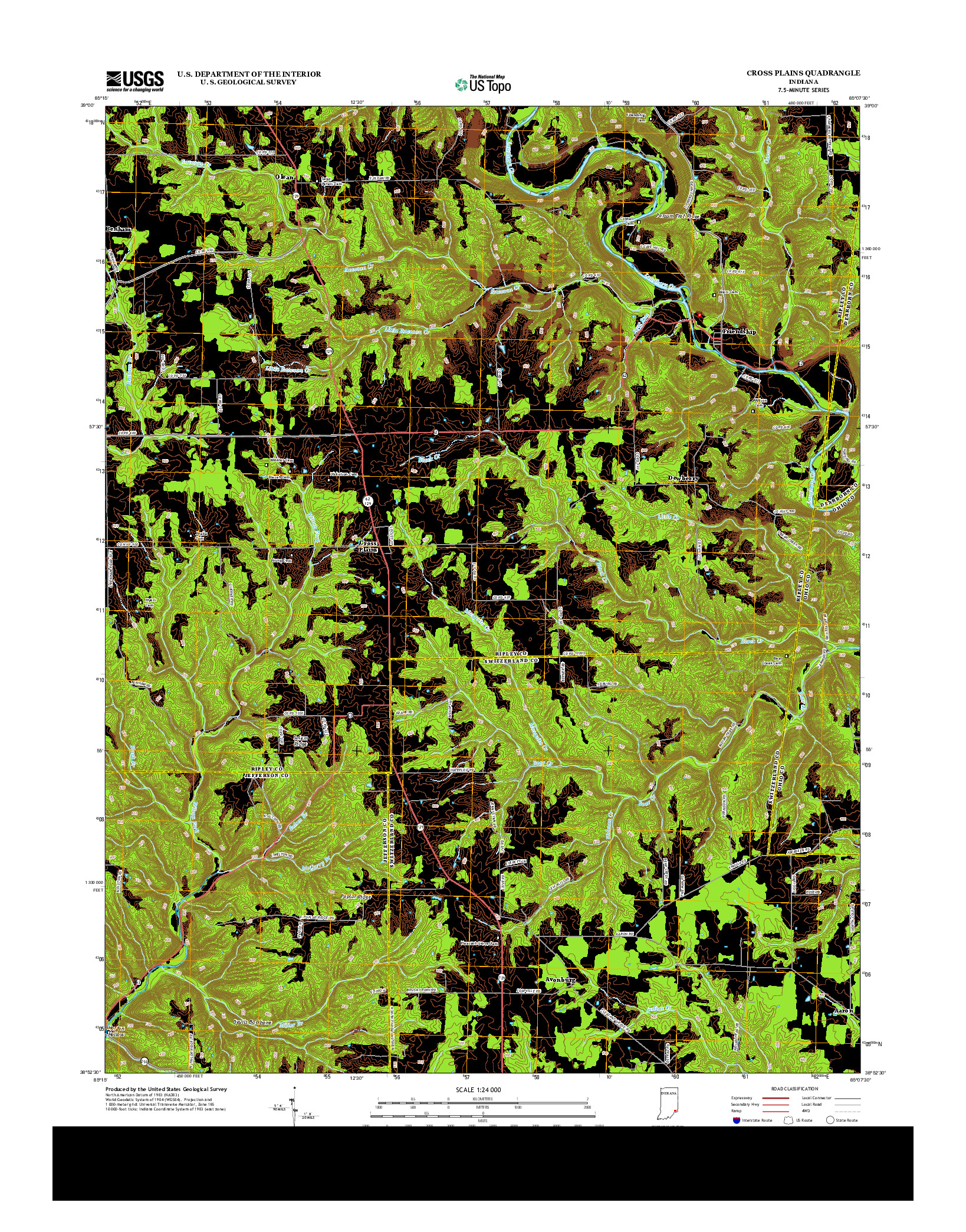 USGS US TOPO 7.5-MINUTE MAP FOR CROSS PLAINS, IN 2013