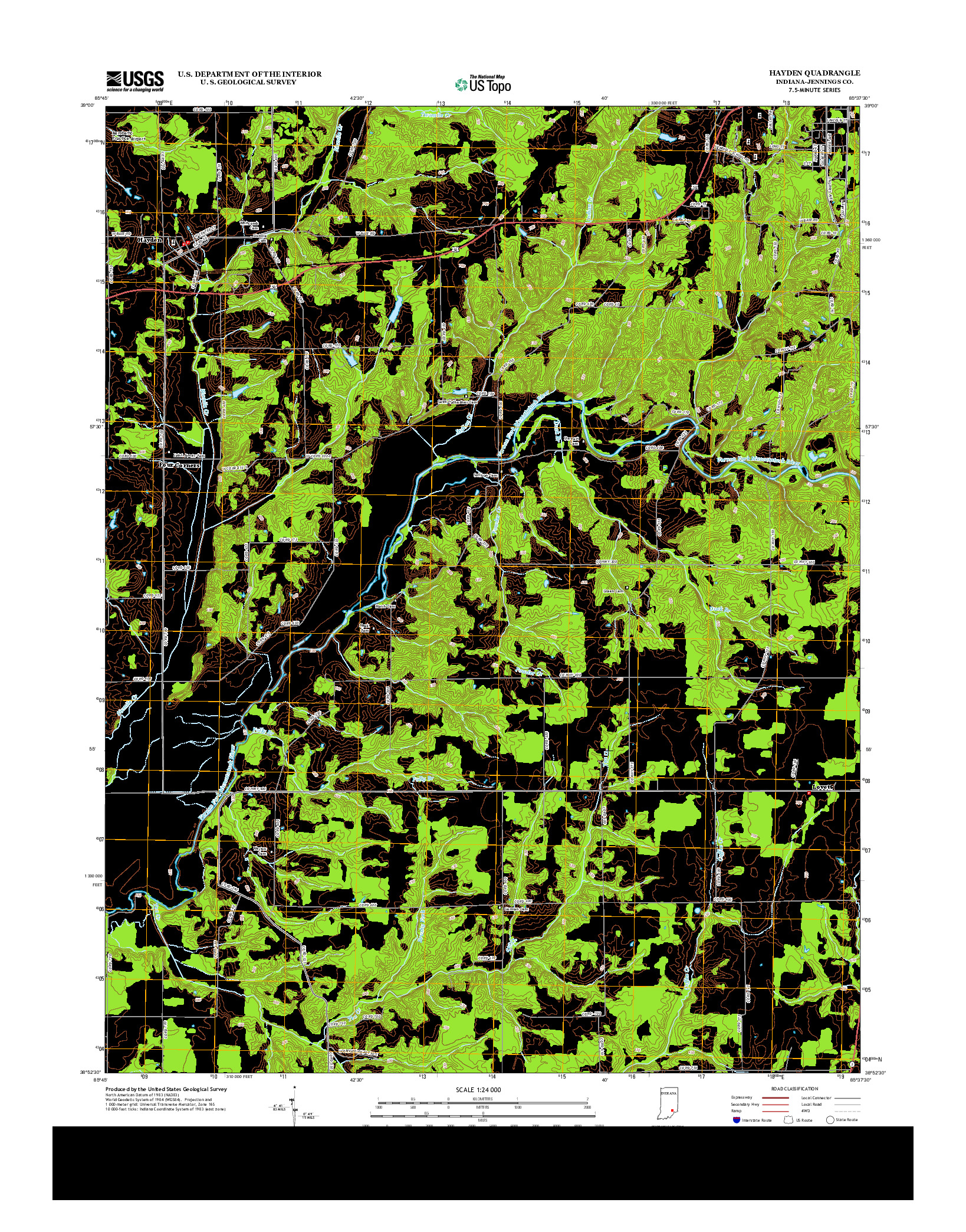 USGS US TOPO 7.5-MINUTE MAP FOR HAYDEN, IN 2013