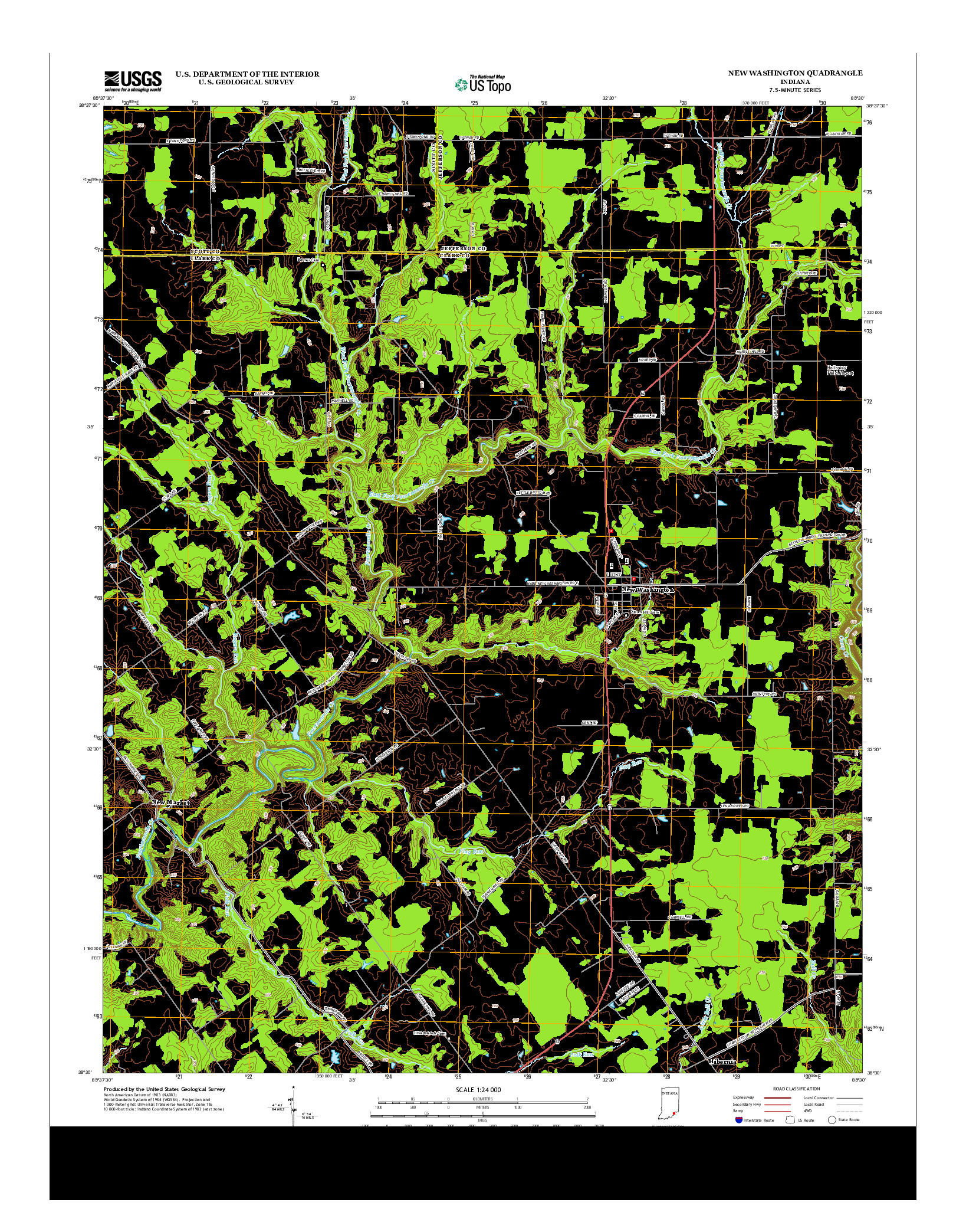 USGS US TOPO 7.5-MINUTE MAP FOR NEW WASHINGTON, IN 2013