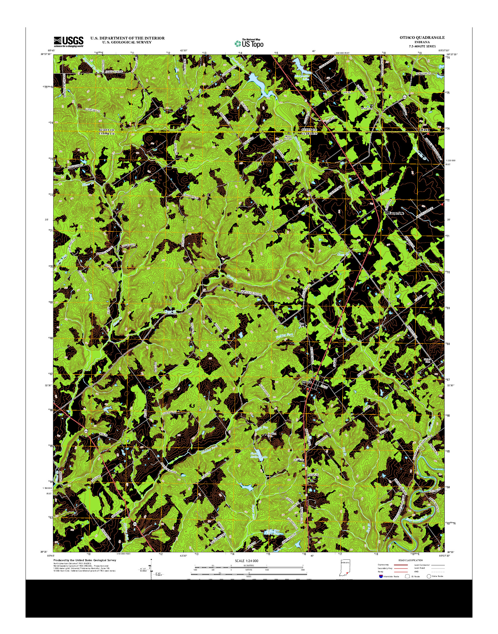 USGS US TOPO 7.5-MINUTE MAP FOR OTISCO, IN 2013