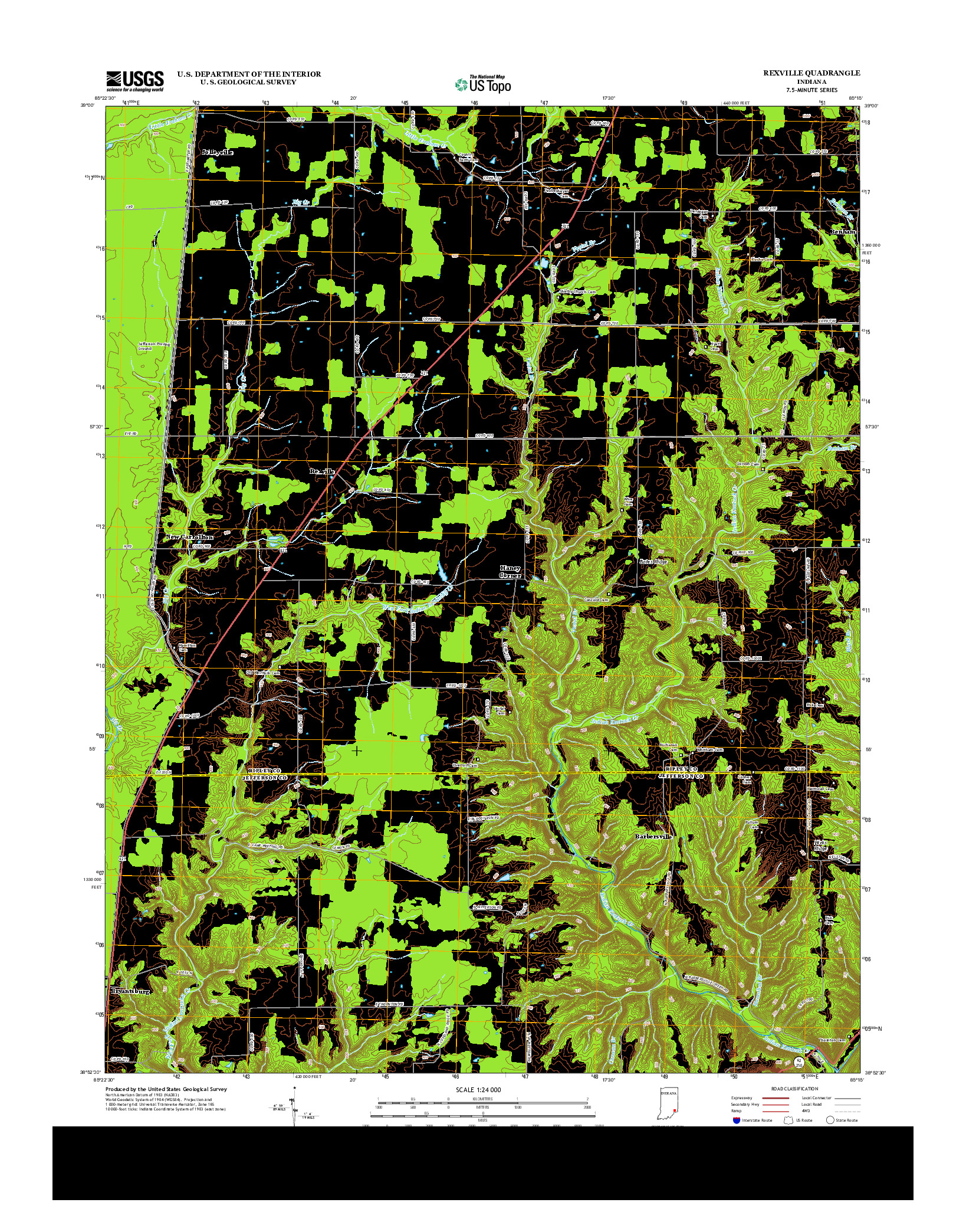 USGS US TOPO 7.5-MINUTE MAP FOR REXVILLE, IN 2013