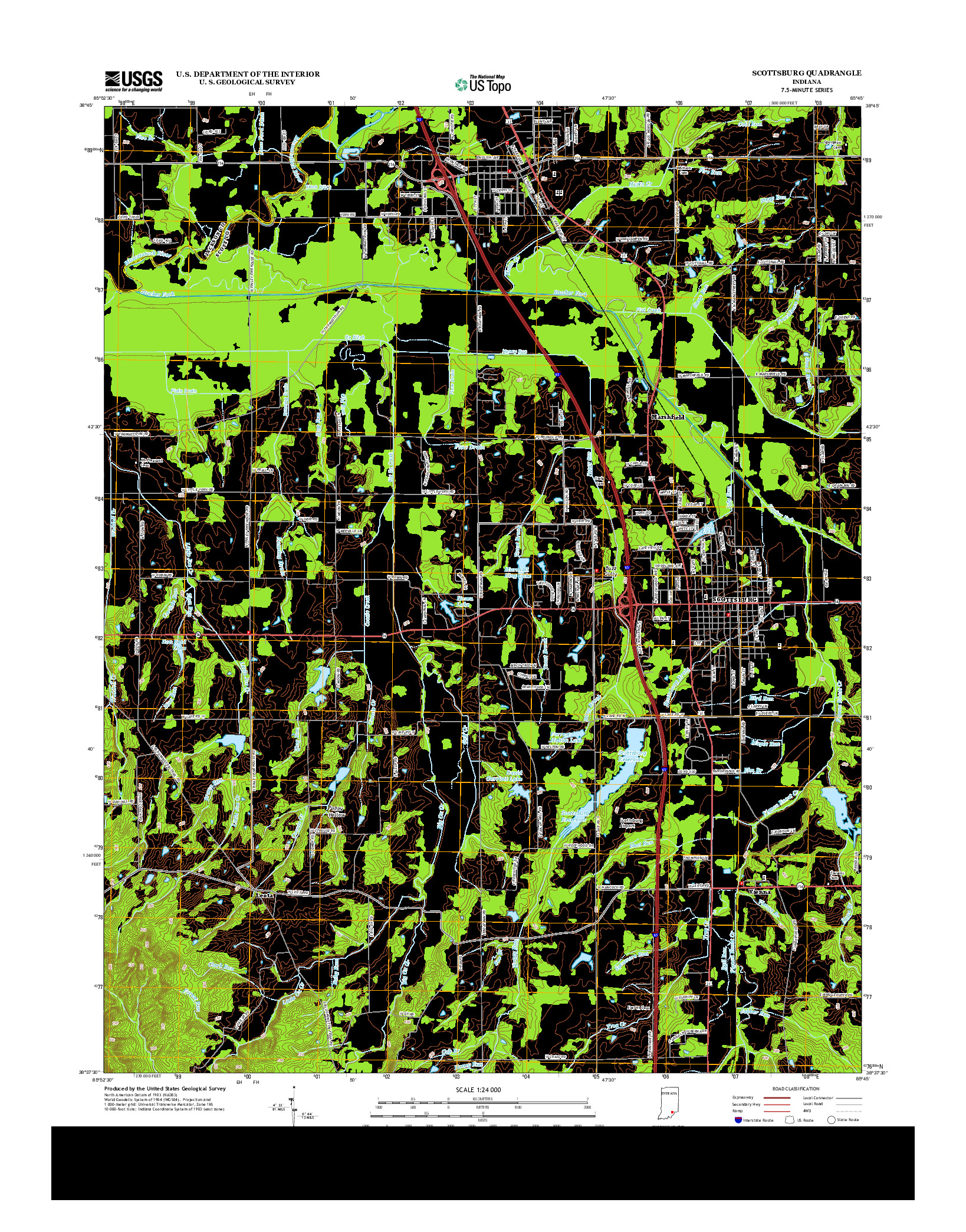 USGS US TOPO 7.5-MINUTE MAP FOR SCOTTSBURG, IN 2013