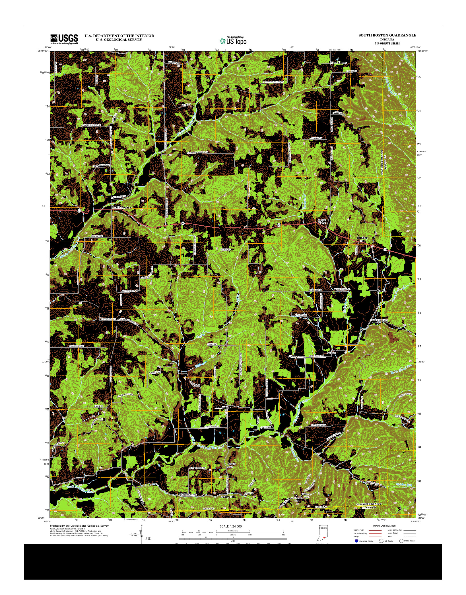 USGS US TOPO 7.5-MINUTE MAP FOR SOUTH BOSTON, IN 2013