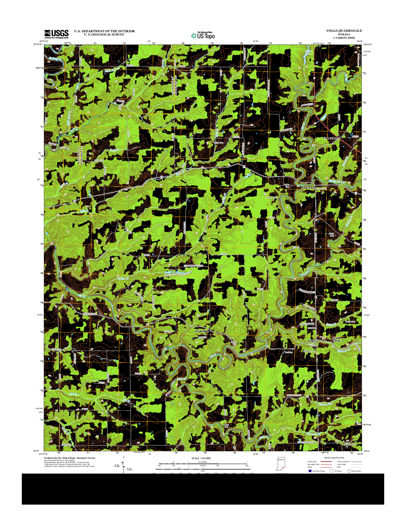 USGS US TOPO 7.5-MINUTE MAP FOR VOLGA, IN 2013