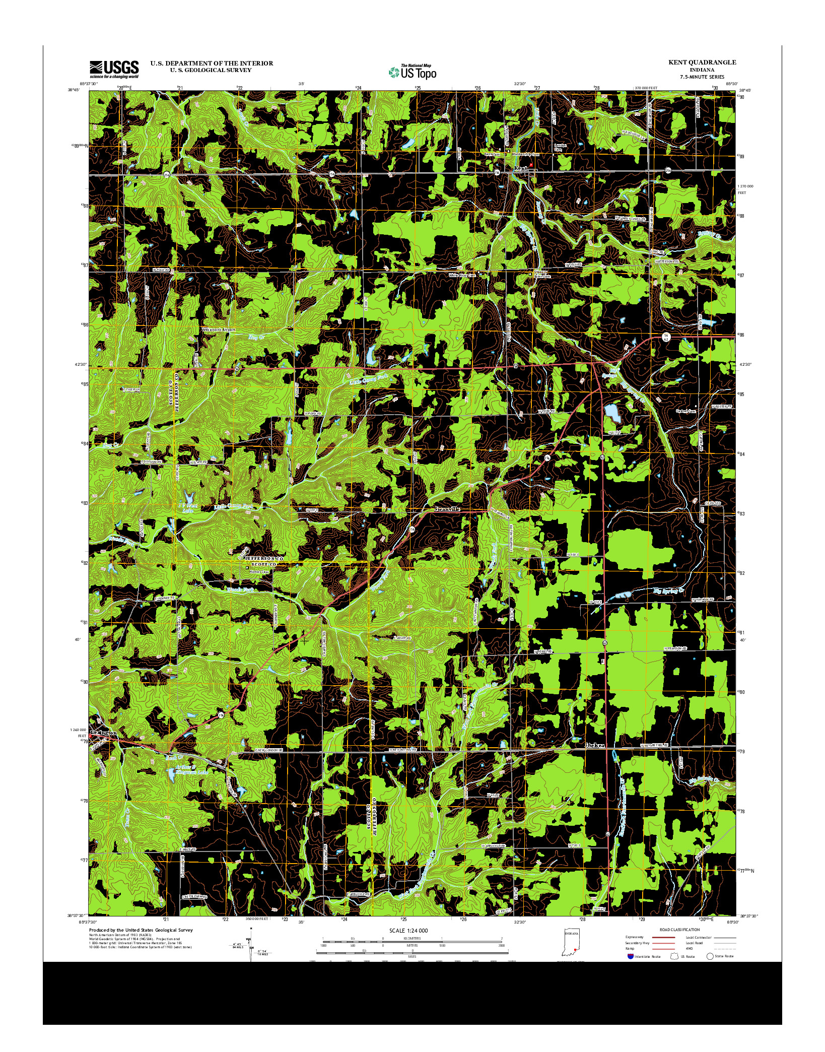 USGS US TOPO 7.5-MINUTE MAP FOR KENT, IN 2013