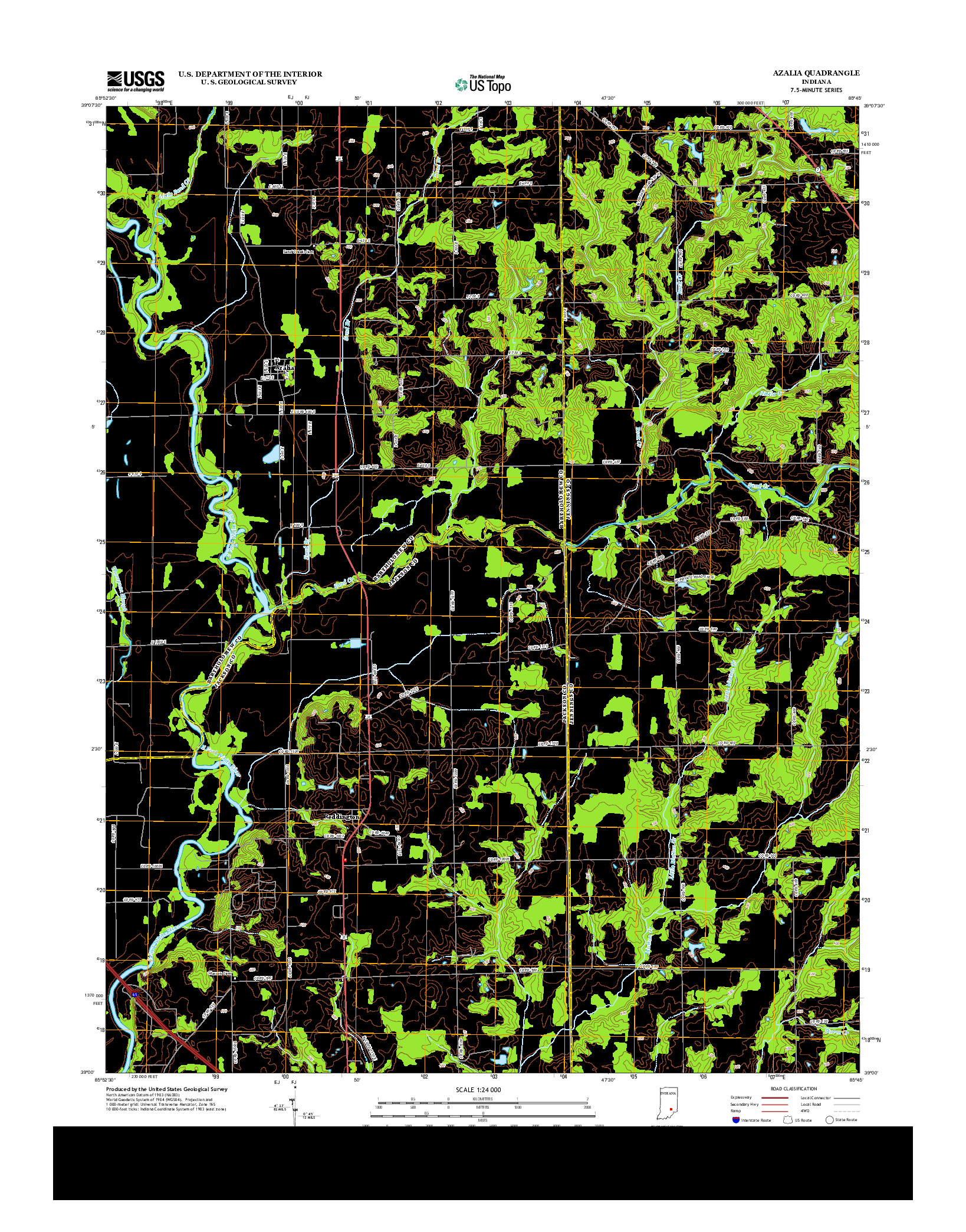 USGS US TOPO 7.5-MINUTE MAP FOR AZALIA, IN 2013