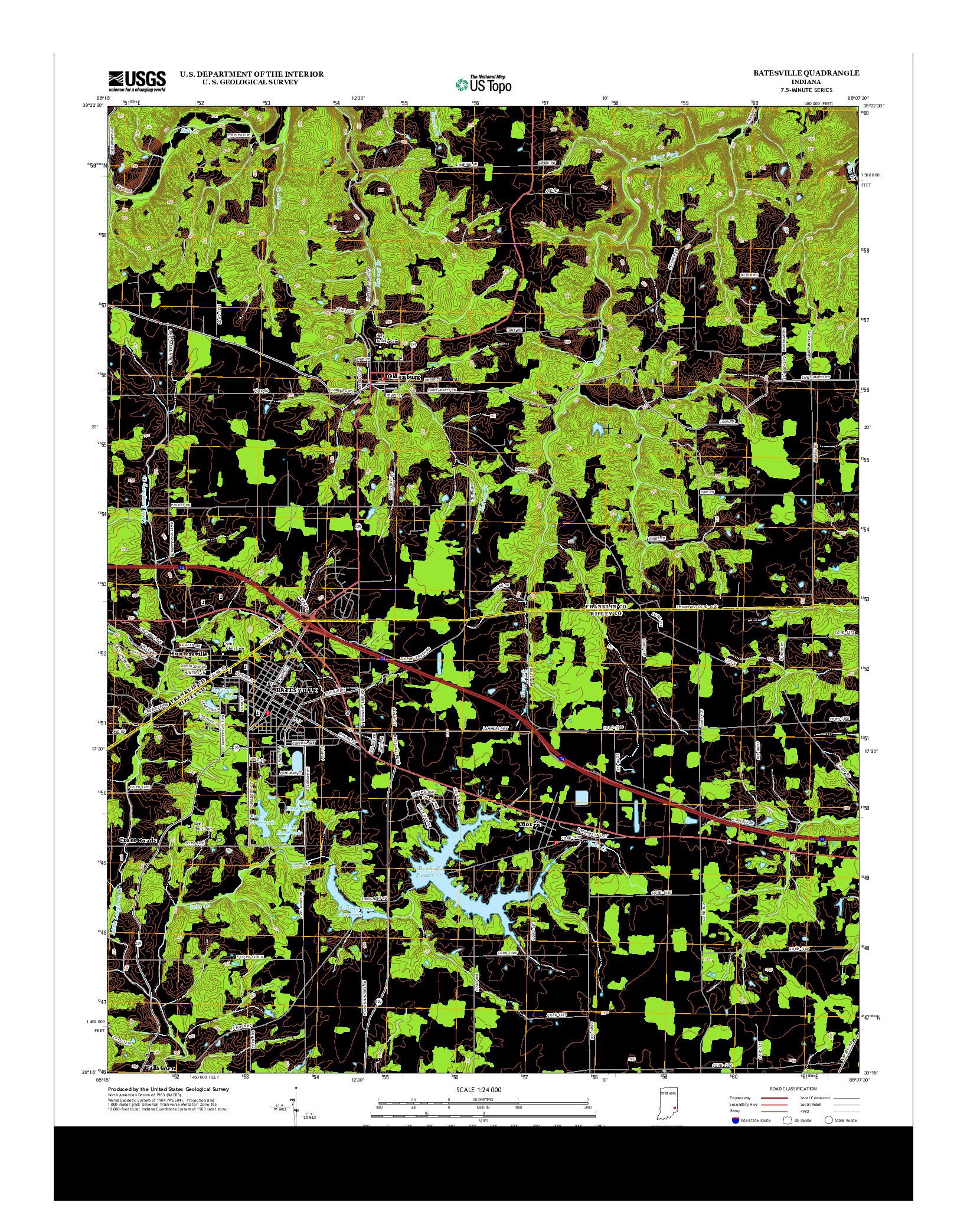 USGS US TOPO 7.5-MINUTE MAP FOR BATESVILLE, IN 2013