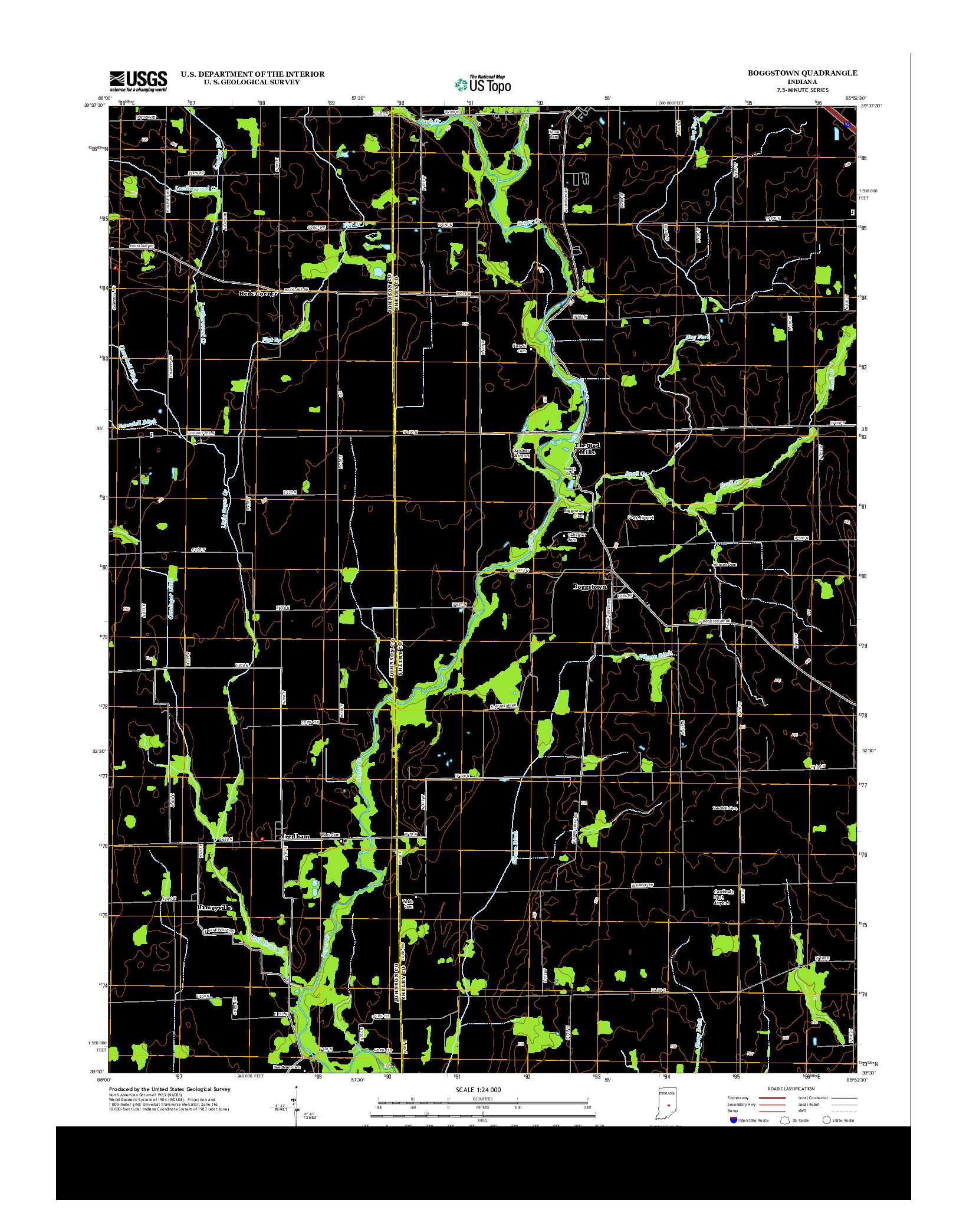 USGS US TOPO 7.5-MINUTE MAP FOR BOGGSTOWN, IN 2013