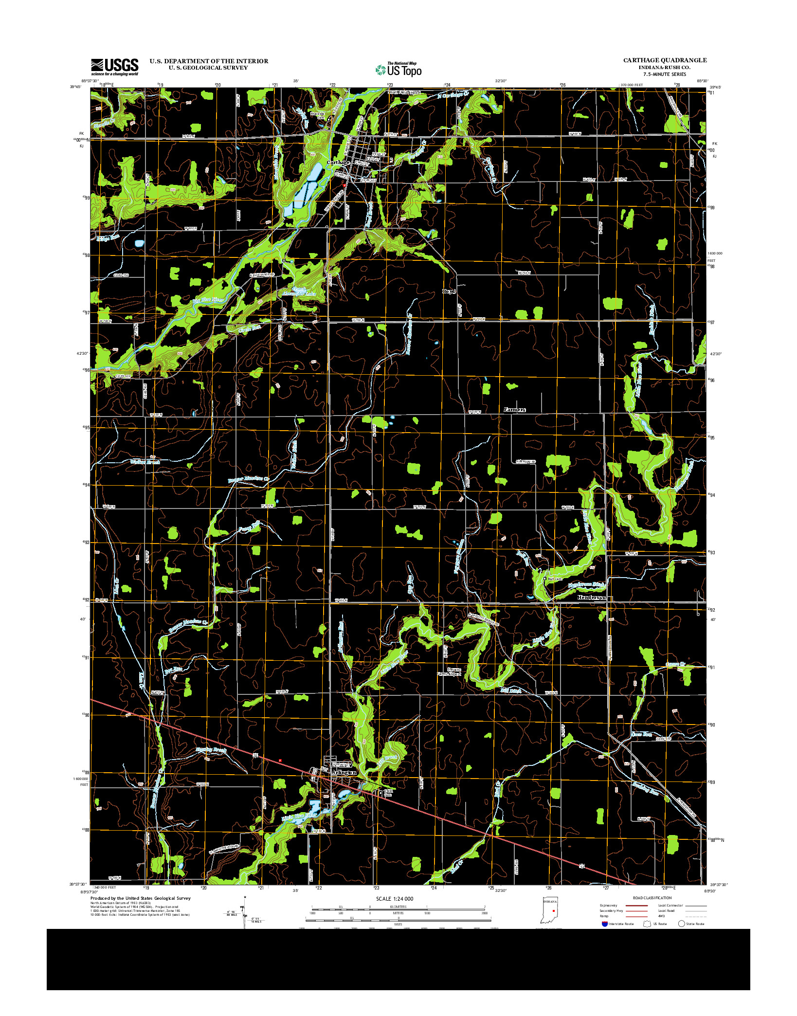 USGS US TOPO 7.5-MINUTE MAP FOR CARTHAGE, IN 2013