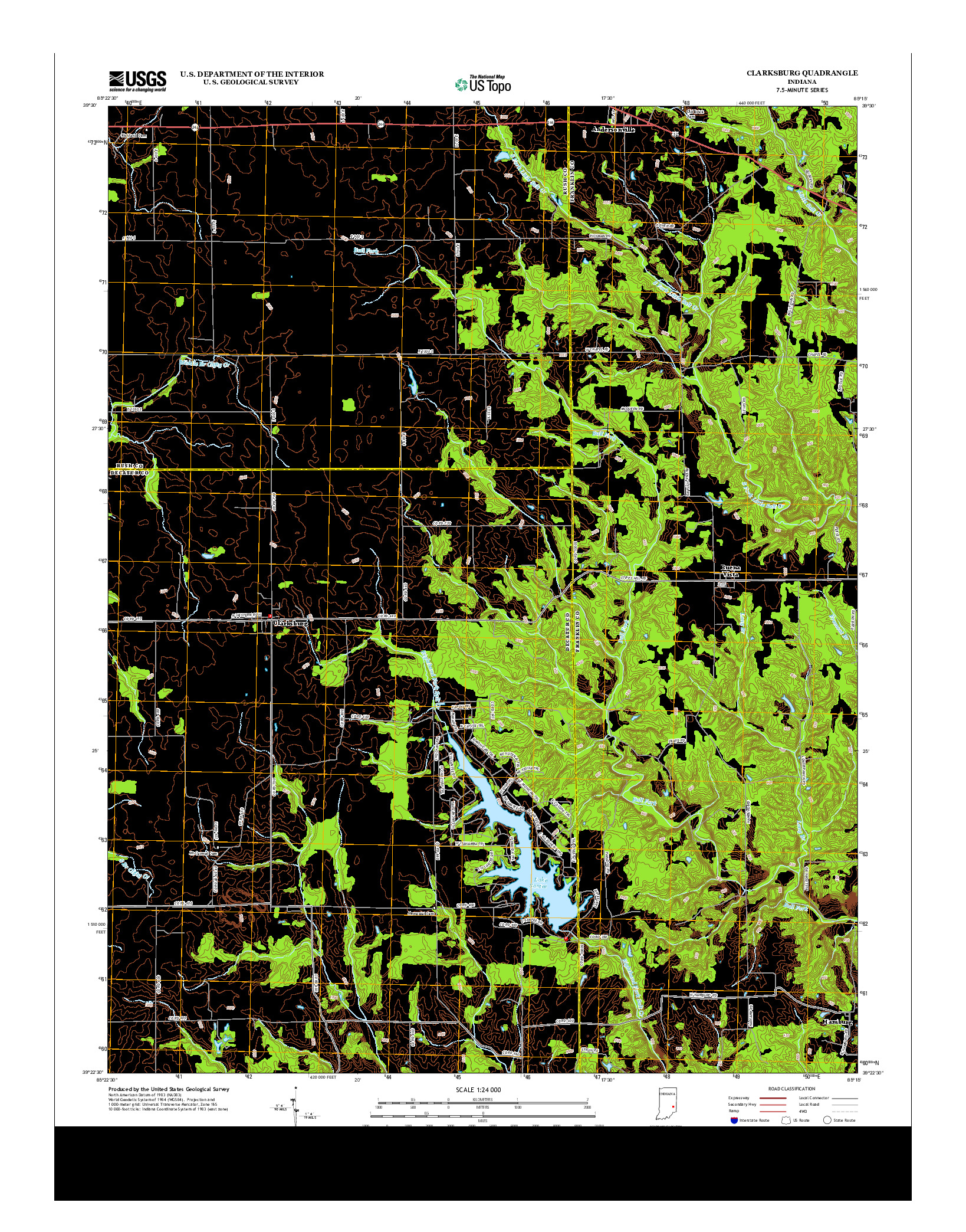 USGS US TOPO 7.5-MINUTE MAP FOR CLARKSBURG, IN 2013