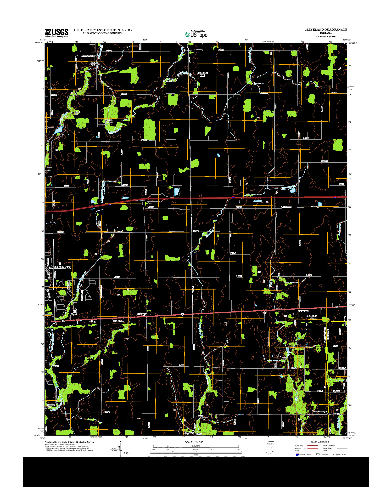 USGS US TOPO 7.5-MINUTE MAP FOR CLEVELAND, IN 2013