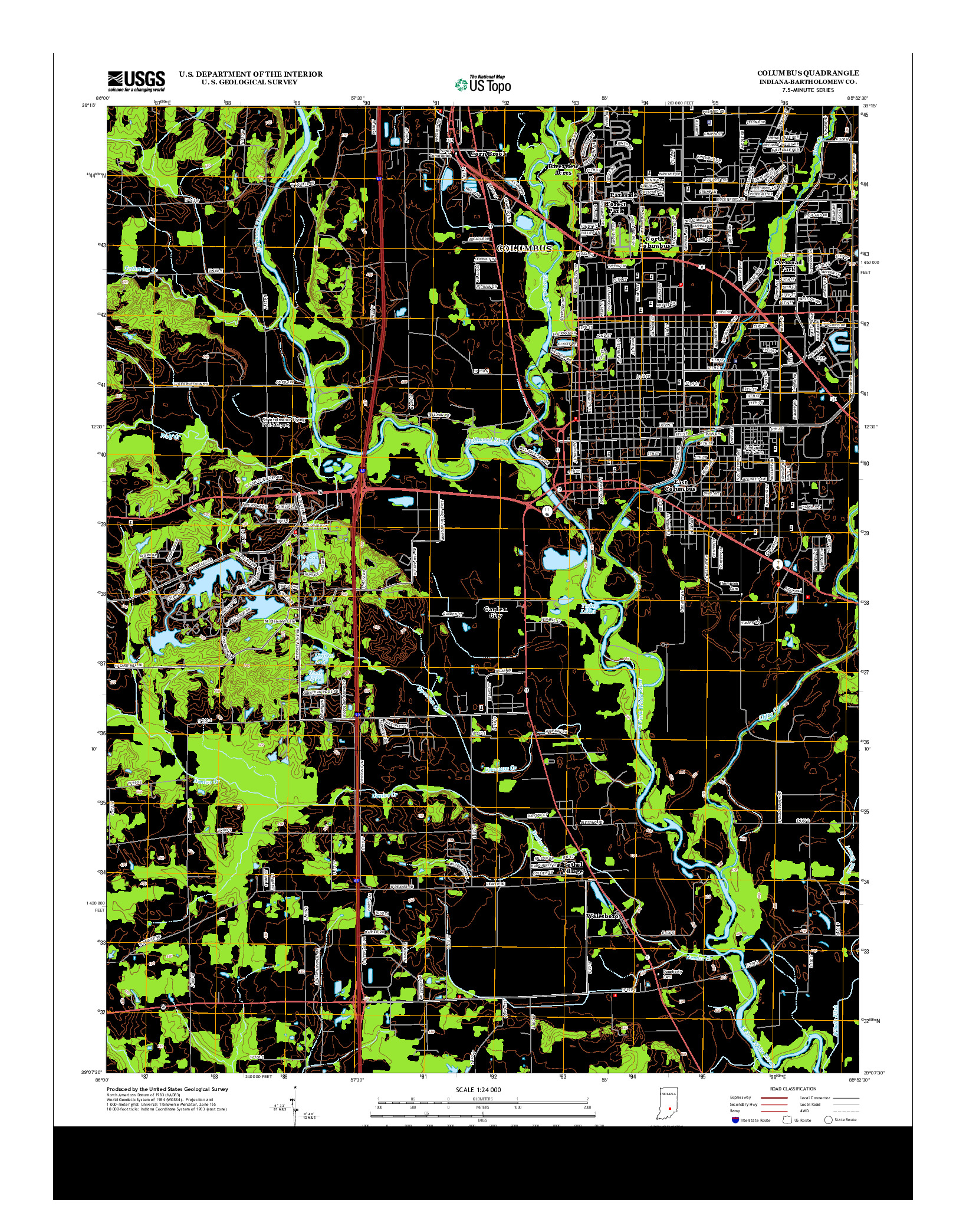 USGS US TOPO 7.5-MINUTE MAP FOR COLUMBUS, IN 2013