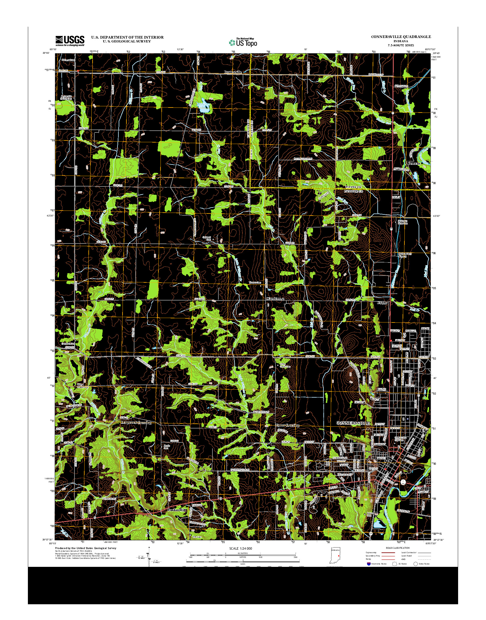 USGS US TOPO 7.5-MINUTE MAP FOR CONNERSVILLE, IN 2013